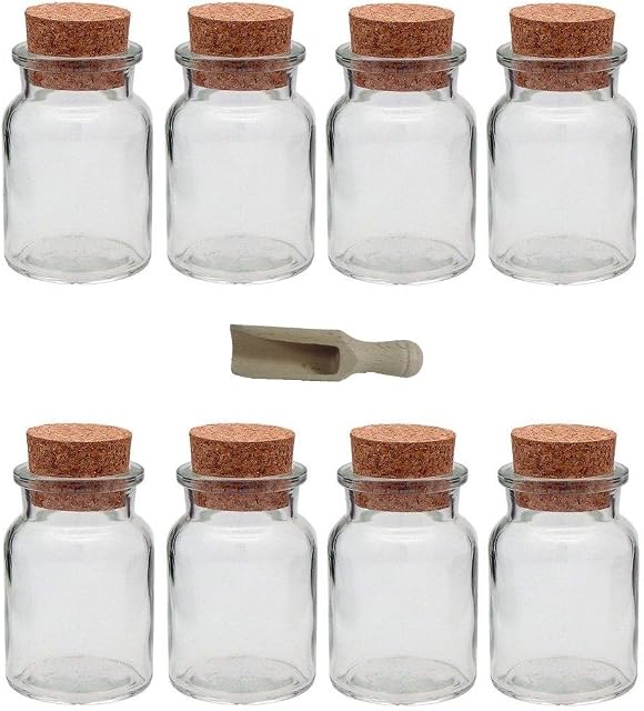 Viva Haushaltswaren set of 8 spice jars/tins, Glass, 150ml