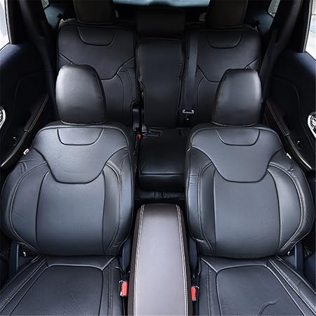 Amazon Com Behave Car Seat Covers Custom Fit Seat Covers Fit For Jeep Cherokee 2015 2016 2017 2018 Pack Of Leather Auto Seat Covers For Suv Full Set Saddle Cover Back Cover Headrest Cover Automotive