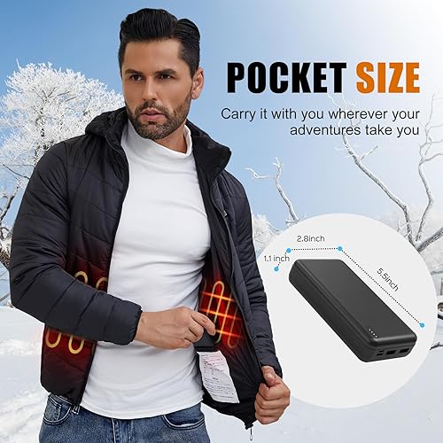 Miniatura 6 de 20000mah - Chaleco eléctrico con calefacción de 5V/2A, batería externa para calefacción, chalecos, chaquetas, sudaderas, pantalones para hombres y