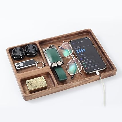 BADIWAL Interio Solid Wood Desk Organiser Tray Cum Wooden Mobile Accessories Tray