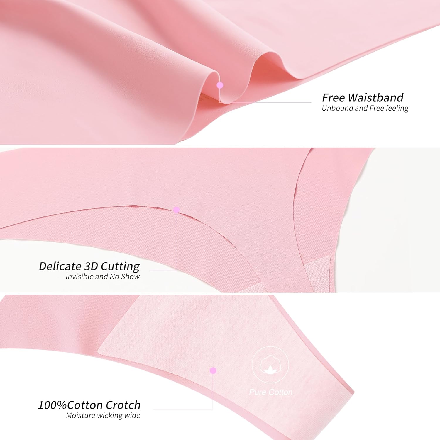 DEANGELMON Seamless Thongs for Women No Show Thong Underwear Women Comfortable Multiple Pack - Image 4