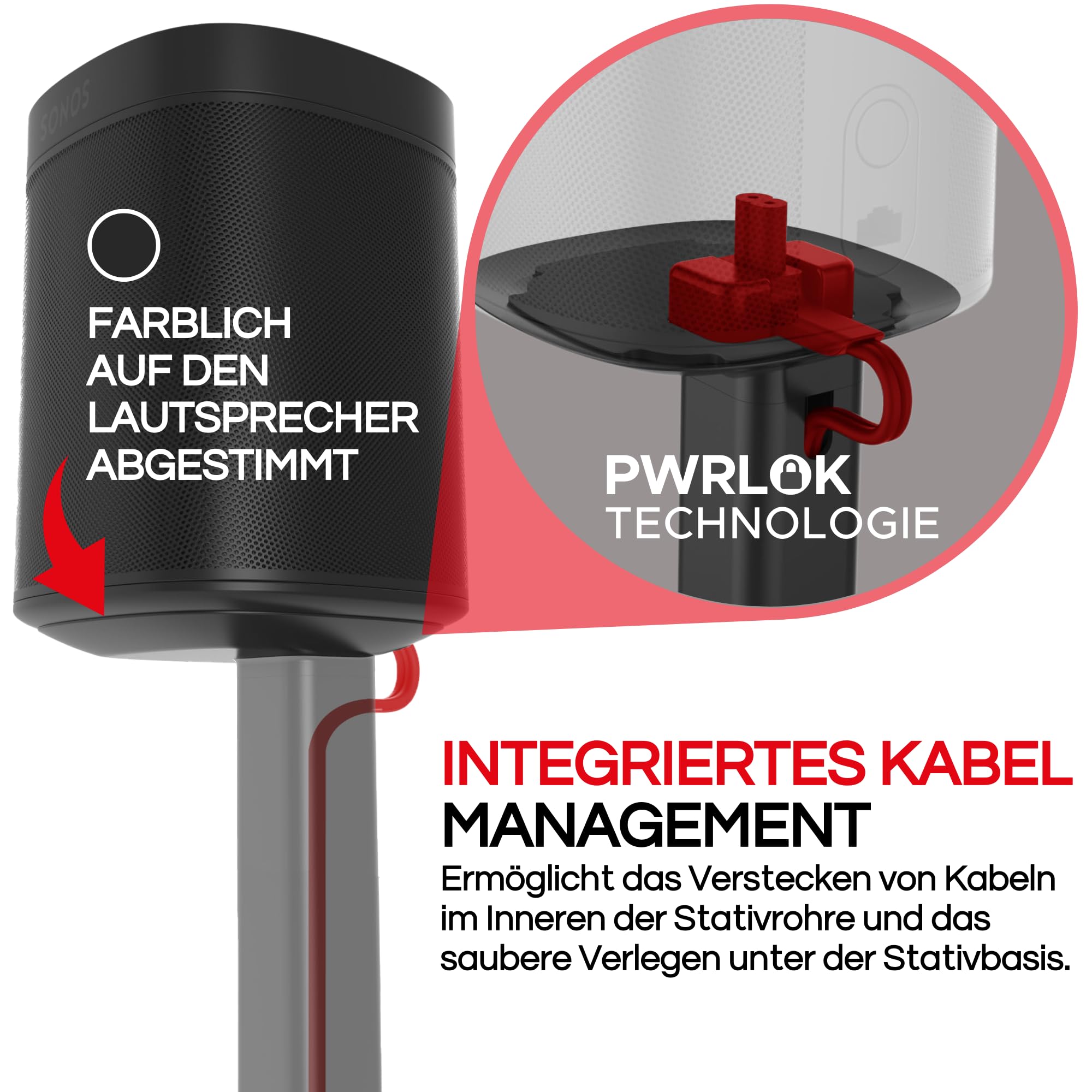 Sound Bass One / ERA100 Bodenständer Doppelpack (2 Stück), schwarz | kompatibel mit Sonos One, Gen 2, Play:1, SL | Zukunftssicheres Design auch kompatibel mit ERA 100, entworfen von Sound Bass UK