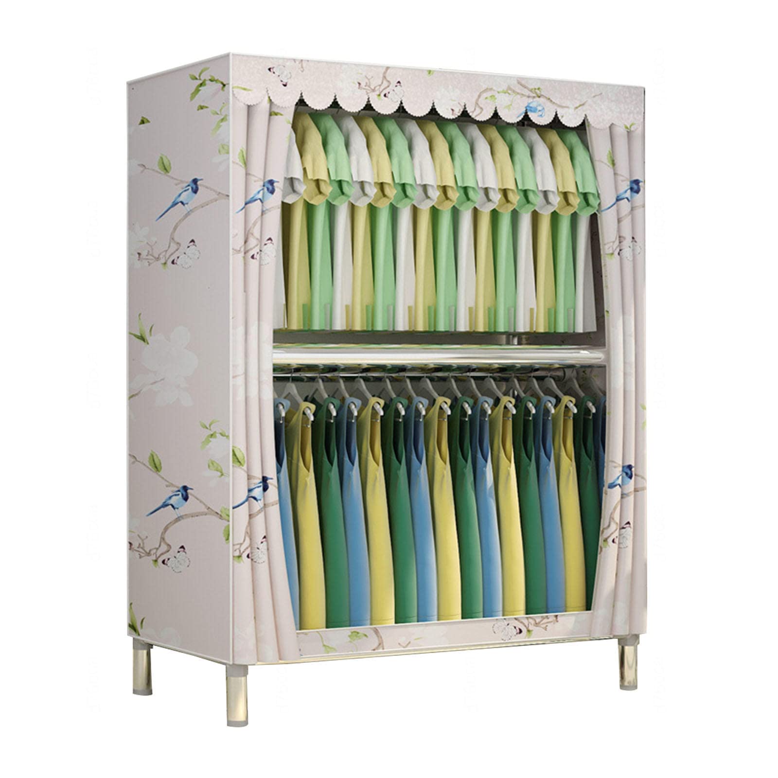 Armario, Armario de Tela Portátil, Armario Organizador de Armario, Armario para Ropa con Varillas para Colgar, Organizador de Ropa para Tienda, D-85x45x170cm