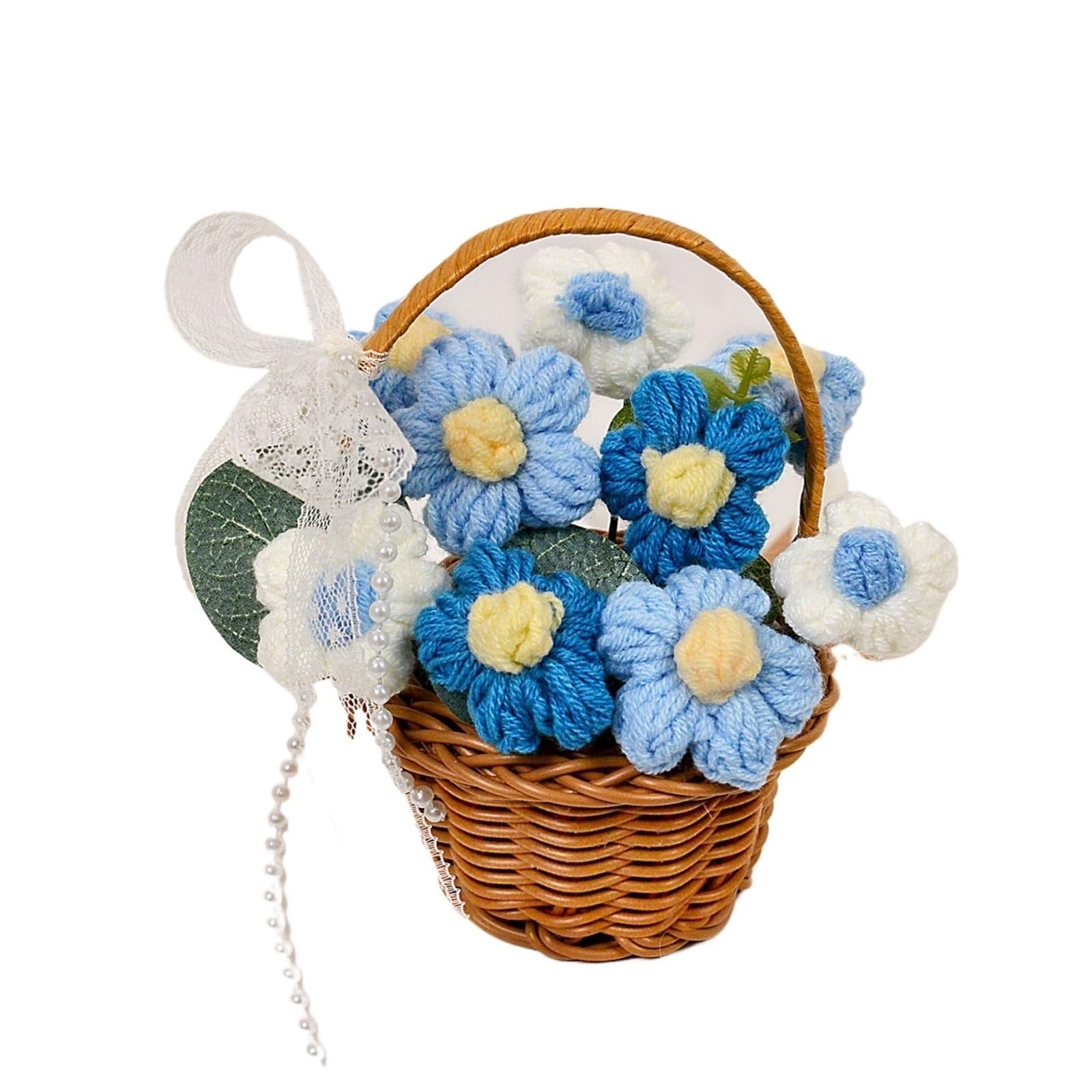 EXKURPOO crochet plant 1PC Handmade Crochet Flower Bouquets, Knitted Daisy Bouquet For Christmas, Home Decor, Birthday For Woman Wife Mom for home