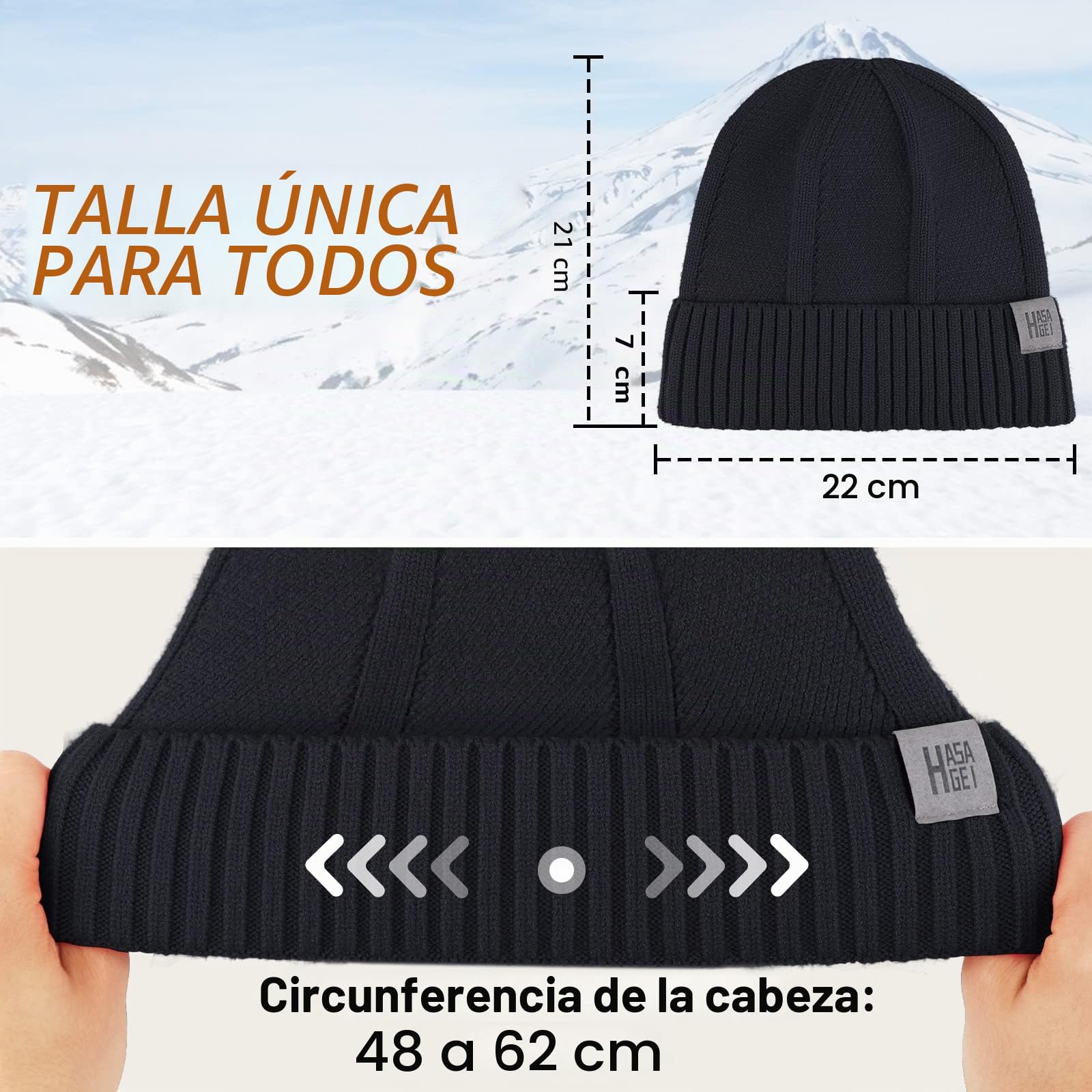 HASAGEI Gorros de Punto, Gorro Beanie para Hombre y Mujer, Diseño Clásico Moderno y Suave y Elástico, Unisex