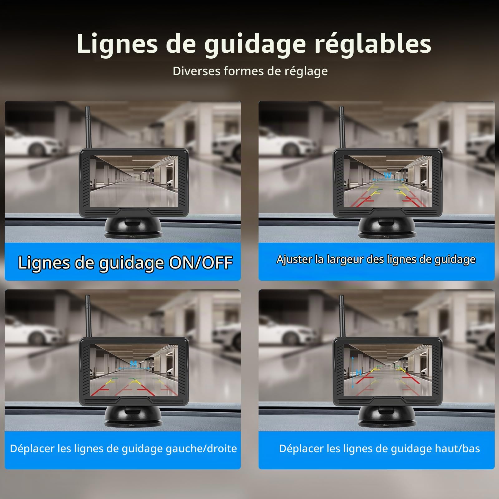 NHOPEEW Kit de caméra de recul sans Fil avec écran IPS de 4,3 Pouces - Caméra de recul étanche IP69 avec Vision Nocturne pour Voiture Camion remorque VR