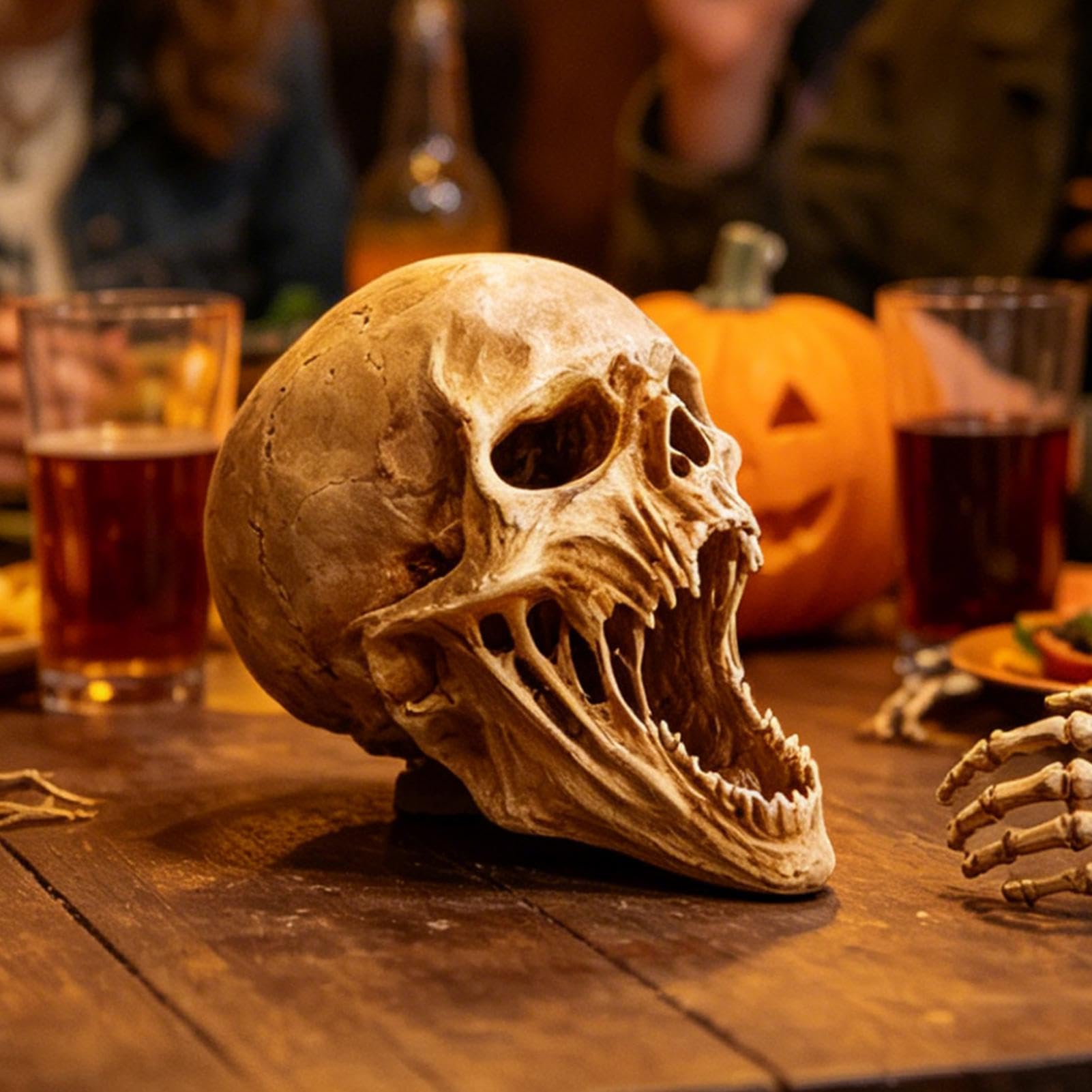 Generisch Halloween Totenkopf Deko, Gruselige Schädel Kunstharz Horror Skull Ornamente, Scary Skelett Kopf Geisterhaus Halloween Requisiten