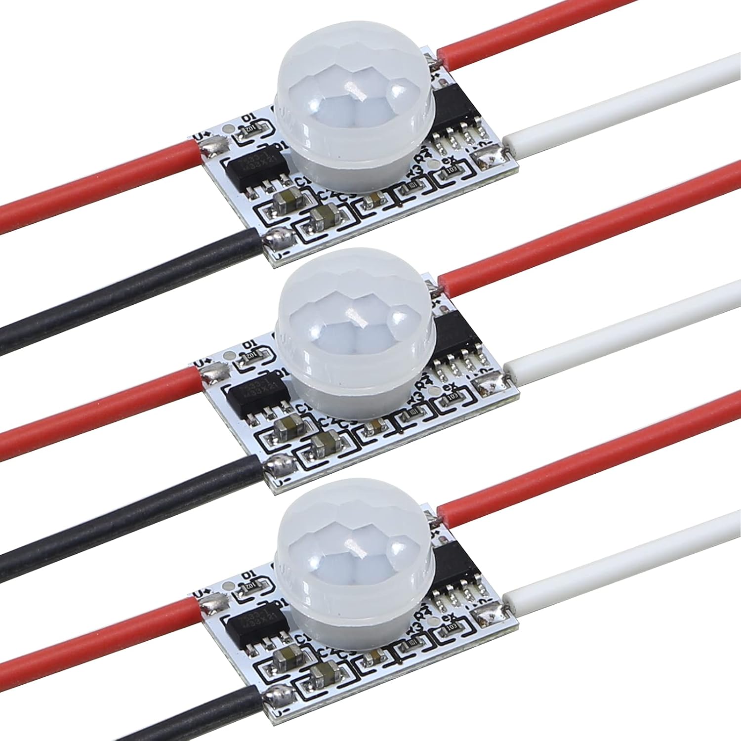 HCSM Motion Sensor Switch, DC 3.7v to 24V 4A PIR Motion Sensor for LED Lights, Mini Infrared Sensor Switch That can be Built into The Light bar or Box (3 Pieces 1522）, 3pieces 1522