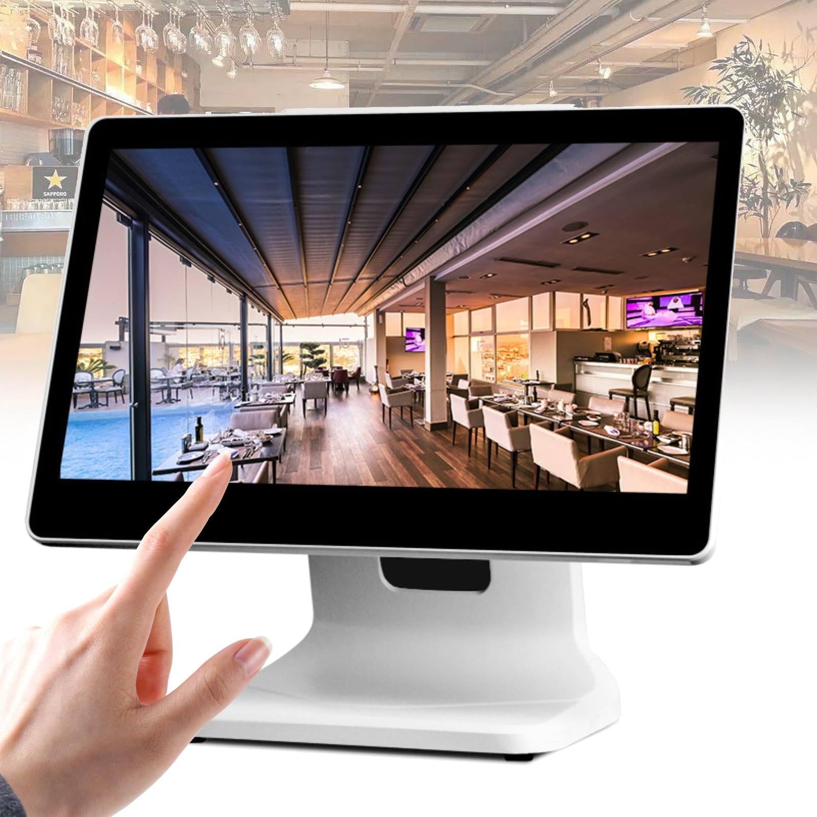 Sistema TPV, Caja registradora con Pantalla táctil de 15”, CPU N2840, 4 GB de RAM, SSD de 64 GB, Windows 10 para comercios minoristas, restaurantes, cafeterías y Clubes.
