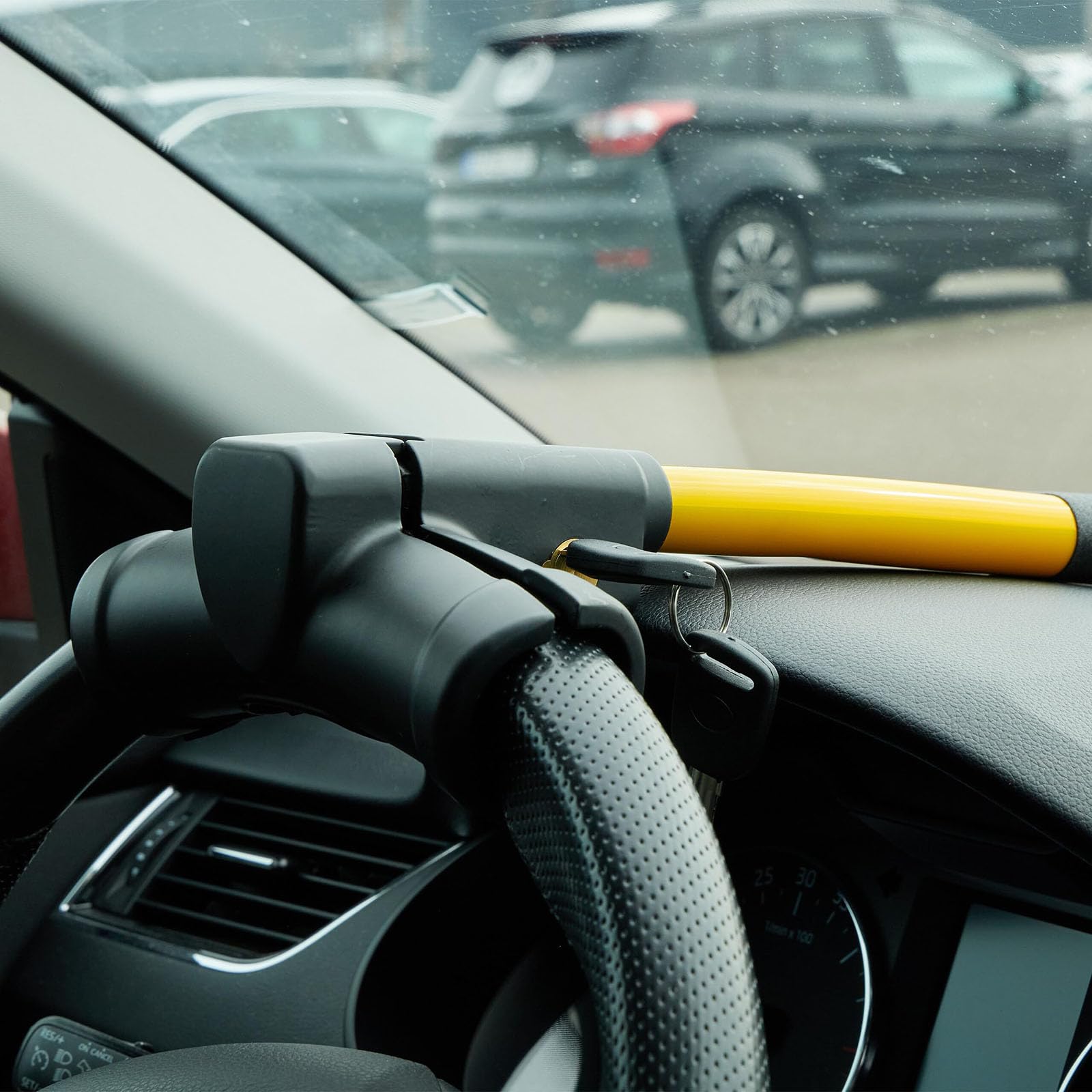 Universal Antirrobo de Volante, para Ford Plus Kuga Mondeo Mustang Puma S-MAX Coche Seguridad Protección Bloqueo Car Steering Wheel T-Lock Automóvil SUV