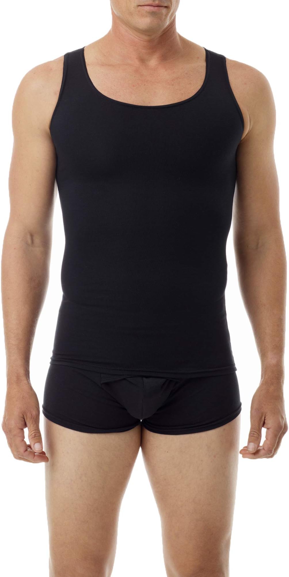 Mens Cotton Spandex Compression Tank 3-Pack, Small, Black