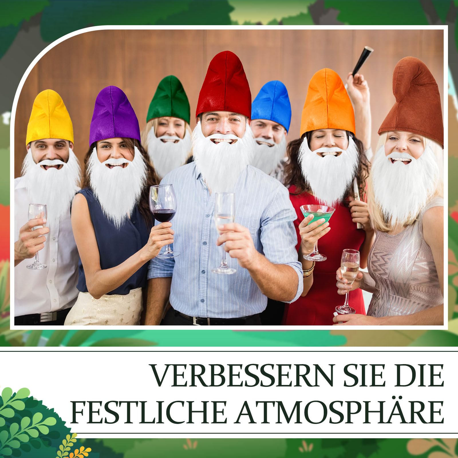 Jadive Costume da Nano Cappelli Barbe Carnevale, 20 Pezzi, Cappello rosso