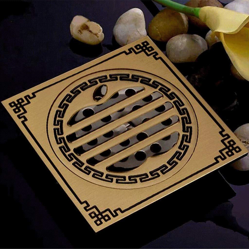 desagüe Ducha, Drenaje de Piso: Desagüe de Piso Cuadrado de latón Antiguo con Cubierta extraíble, colador de Aguas residuales for baño, Cocina, terraza y área de Drenaje público
