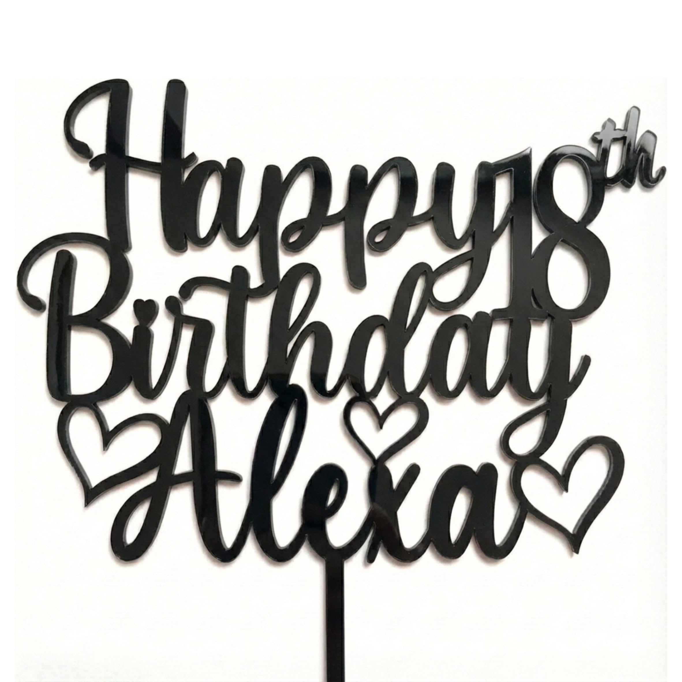 EKAM Personalised Acrylic Cake Topper, Customised Happy Birthday Custom Cake Topper, Any Name & Age Party Cake Decoration Gift for Milestone Birthdays and Special Celebrations (Black) โ image 1