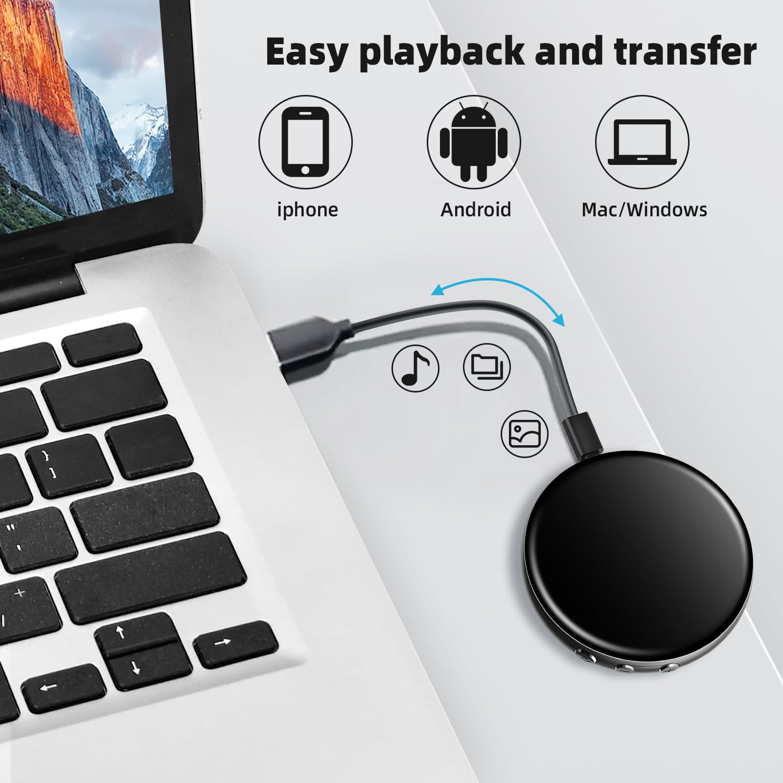 64GB Magnet Voice Recorder mit Spracherkennung und Rauschunterdrückung für Meetings, Interviews, Vorträge und Kurse