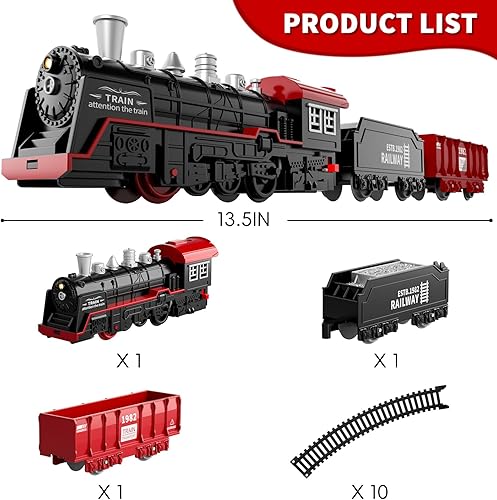 Miniatura 6 de Lucky Doug Juego de tren de juguetes para niños, juegos de tren para niños, juego de tren de Navidad, juguetes de regalo de cumpleaños para niños y