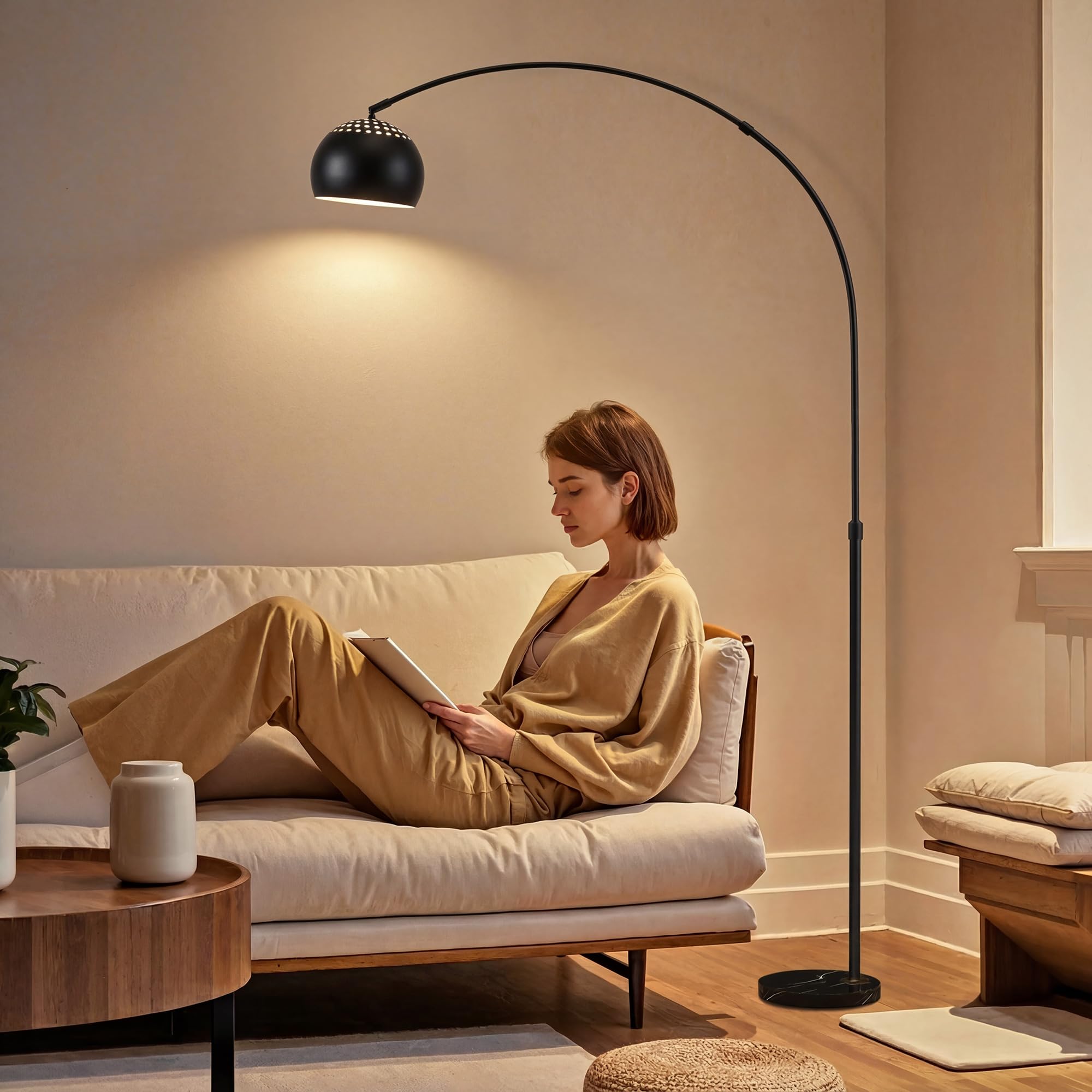 HOMCOM Arc Floor Lamp - Black
