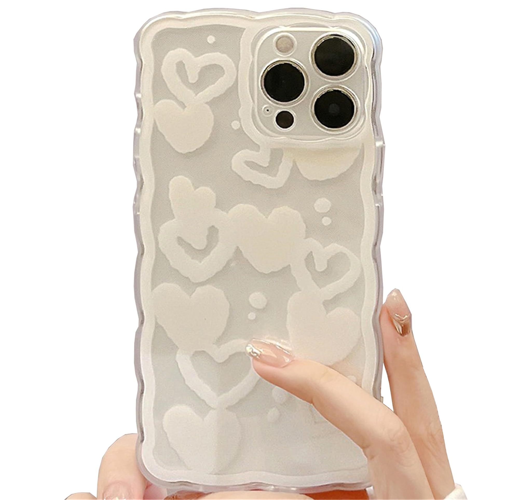 Einaily Hülle für iPhone 16 Pro Max Case Crystal Clear Handyhülle Mode Chic Muster Ultra Dünn TPU Silikon Herz Bumper Stoßfest Kratzfest Schutzhülle für iPhone 16 Pro Max