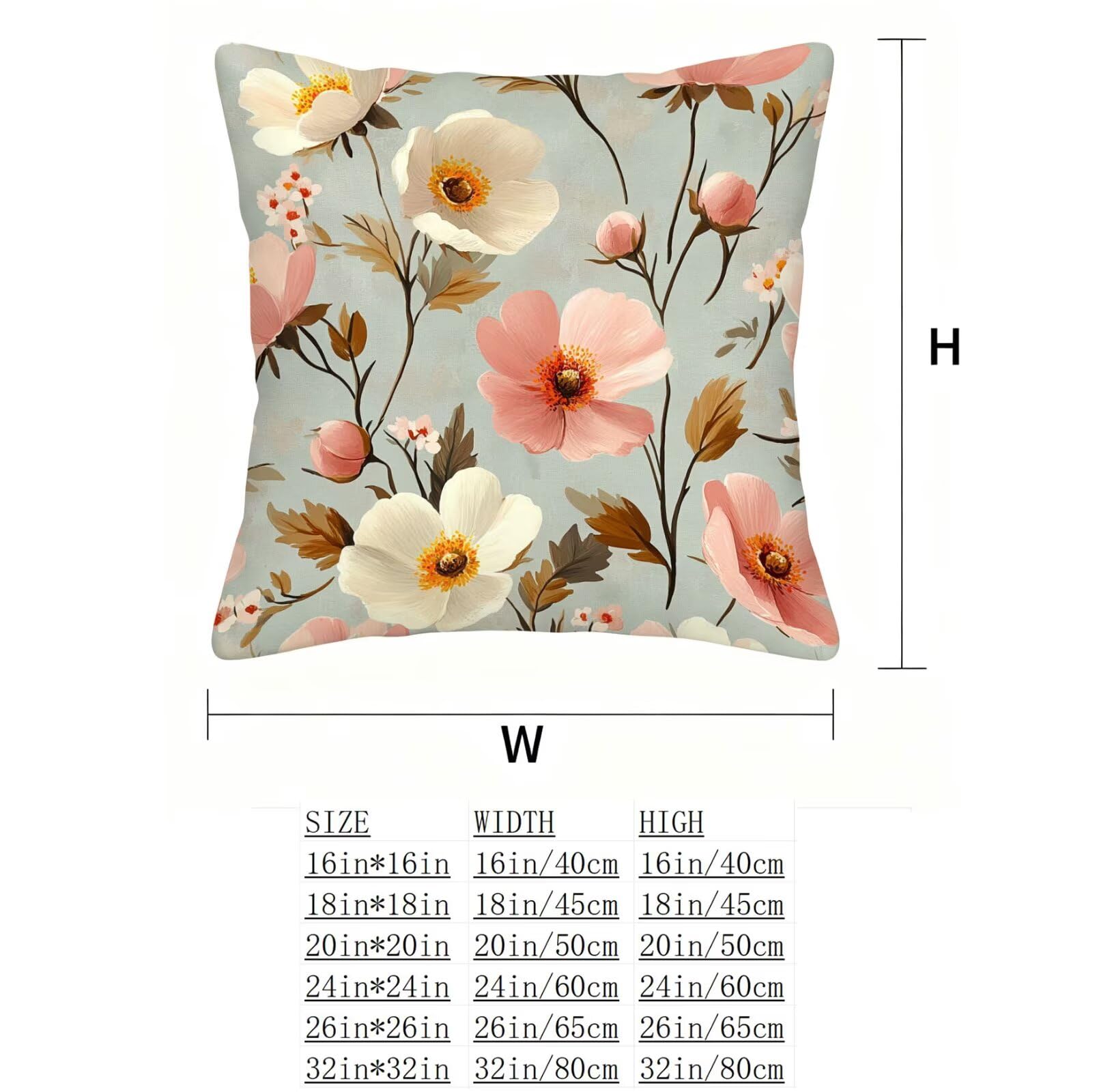 Rose Housse Coussin 60x60 Fleur Taie Oreiller 60x60 Lot de 4 Super Doux Protege Oreiller 60 x 60 Decoration Automne Taie D'oreiller Carrées Coussin Canape, pour Maison Chambre Canapé Chaise E - 943