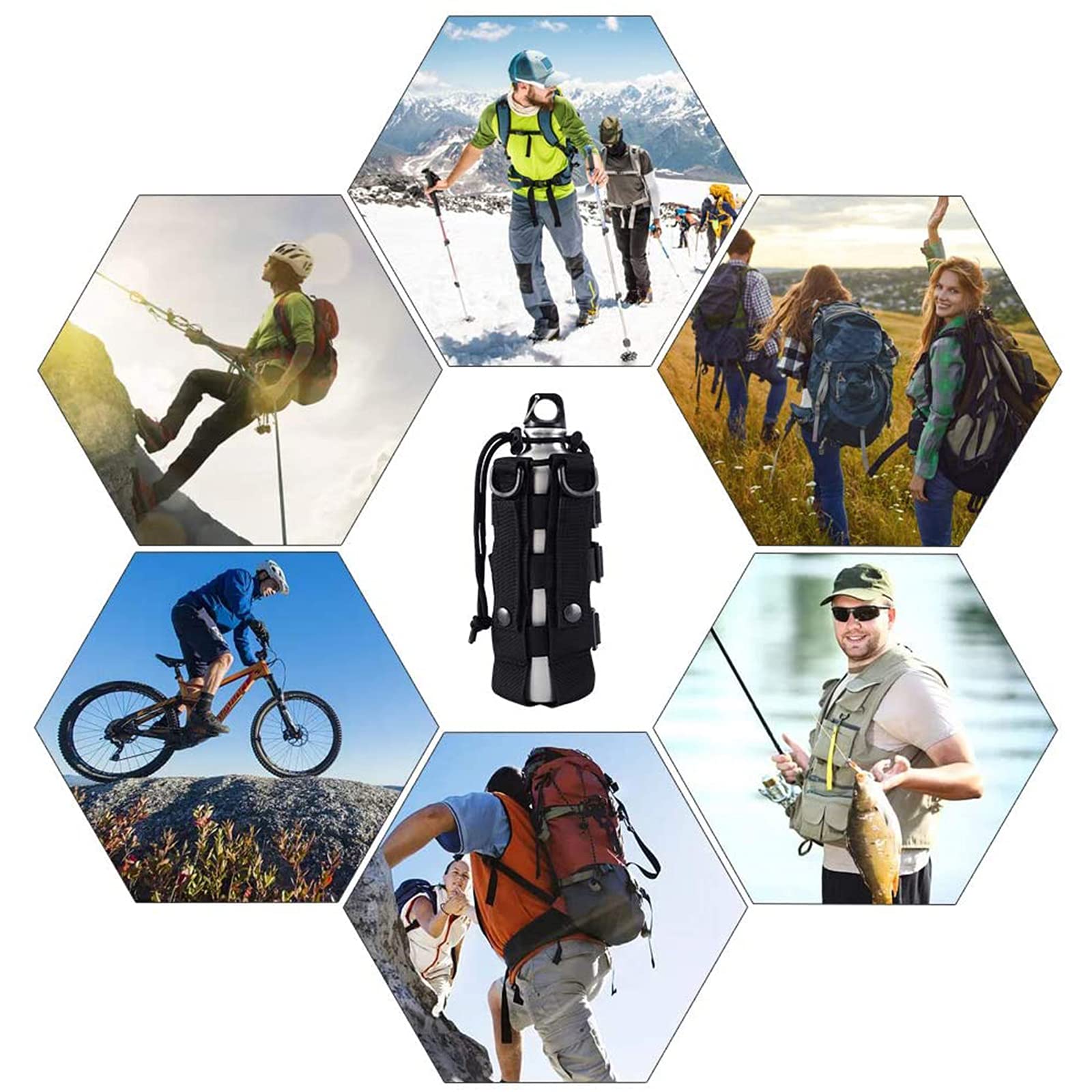 4 Piezas Portabotellas de Agua, Nylon Bolsa Resistente al Agua, Bolsa de Botella de Agua, para Acampar Al Aire Libre Correr Senderismo - 8.3 * 3.9inch