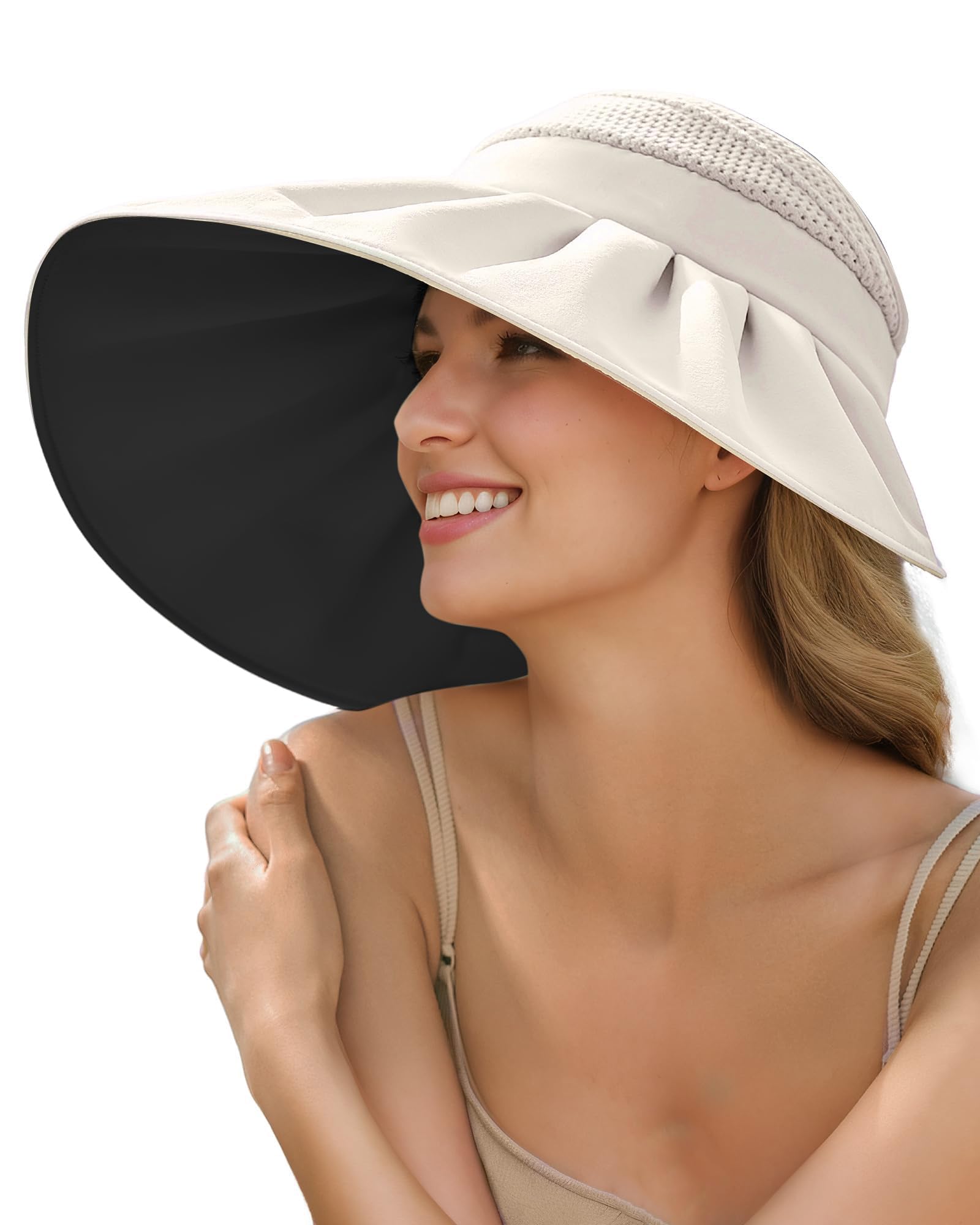 Large Brim Foldable Sun Visor for Women UPF50+ UV Protection Sun Visor Hats Women Large Brim Summer UV Protection Beach Cap