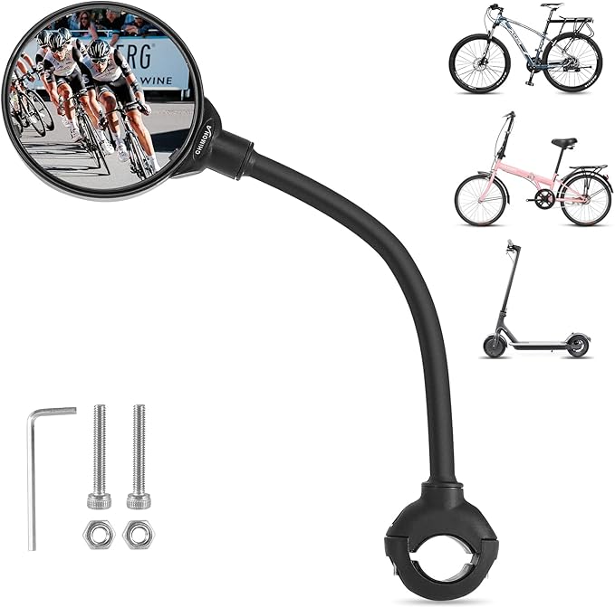 CHIMONA Bike Mirror Handlebar Mount HD Glass Convex Lens