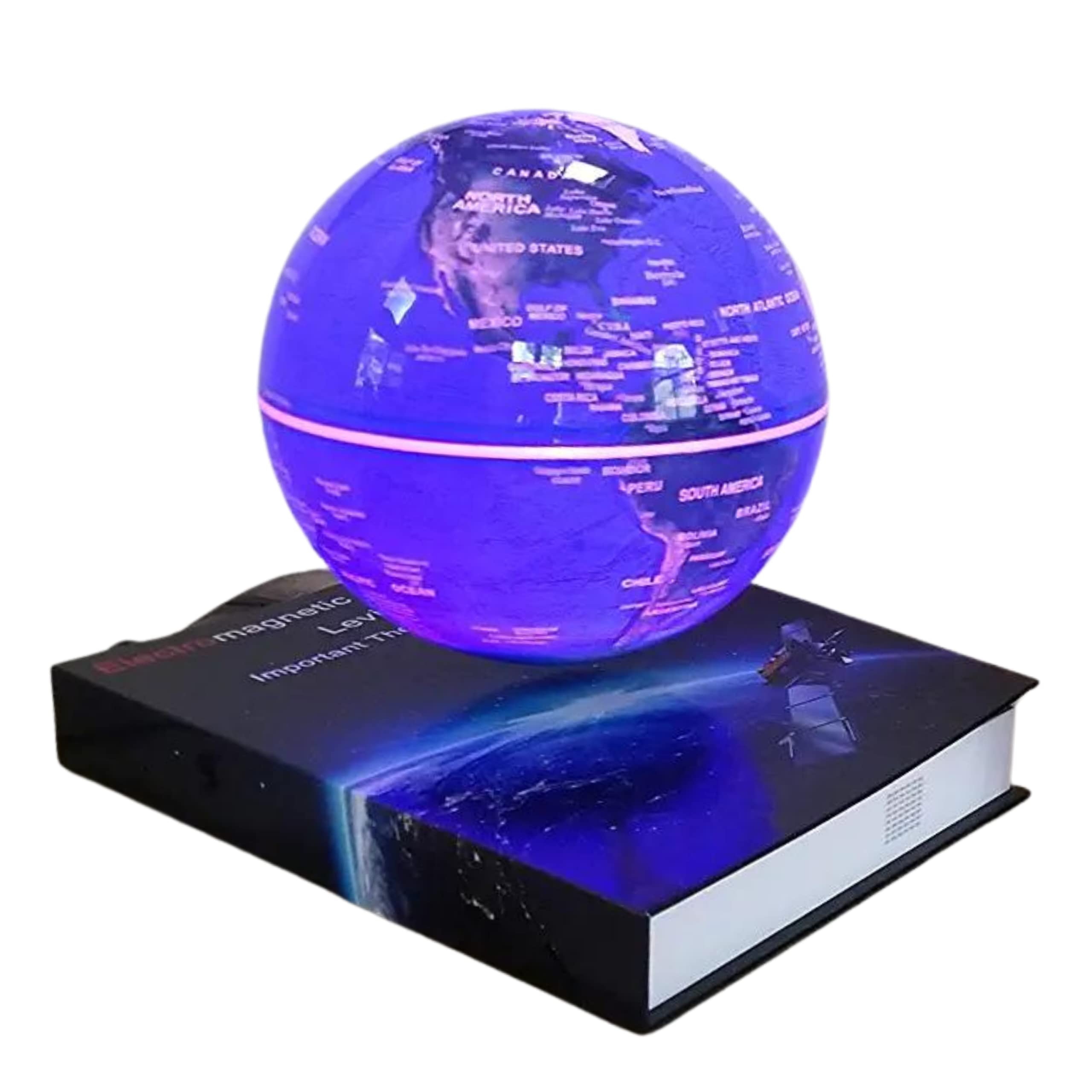 Levitating Globe - Magnetic Earth Floating Globe with Book Style Base - Anti-Gravity World Map Globe with LED Light - Geographic Educational Globe - Floating Desk Decorations