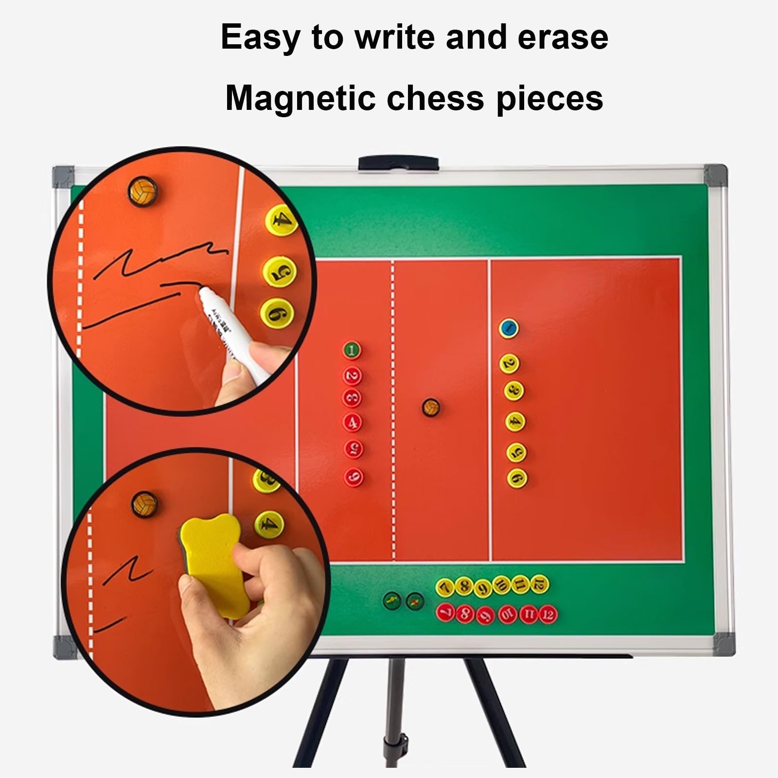 Pizarra de Voleibol para Entrenadores, Pizarra Blanca para Entrenadores, Pizarra de Borrado En Seco, Tablero de Alineación, Tablero de Entrenamiento, Juego de Tablero Táctico Magnético con Trípode