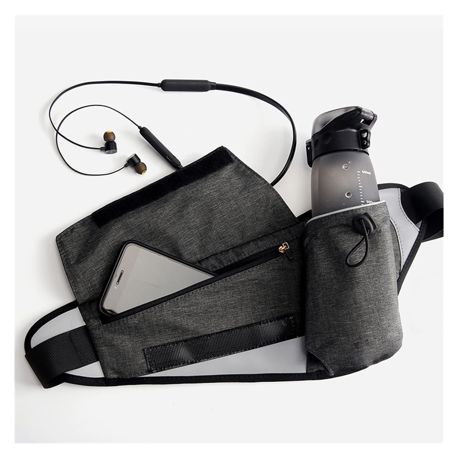Bolsa de cinturón de Almacenamiento de Dos Capas Bolsas for el Cofre de Cuerpo Cruzado Mujeres for el teléfono Impermeable Bolsa de Cintura Reflectante Fanny Pack (Color : A Gray)