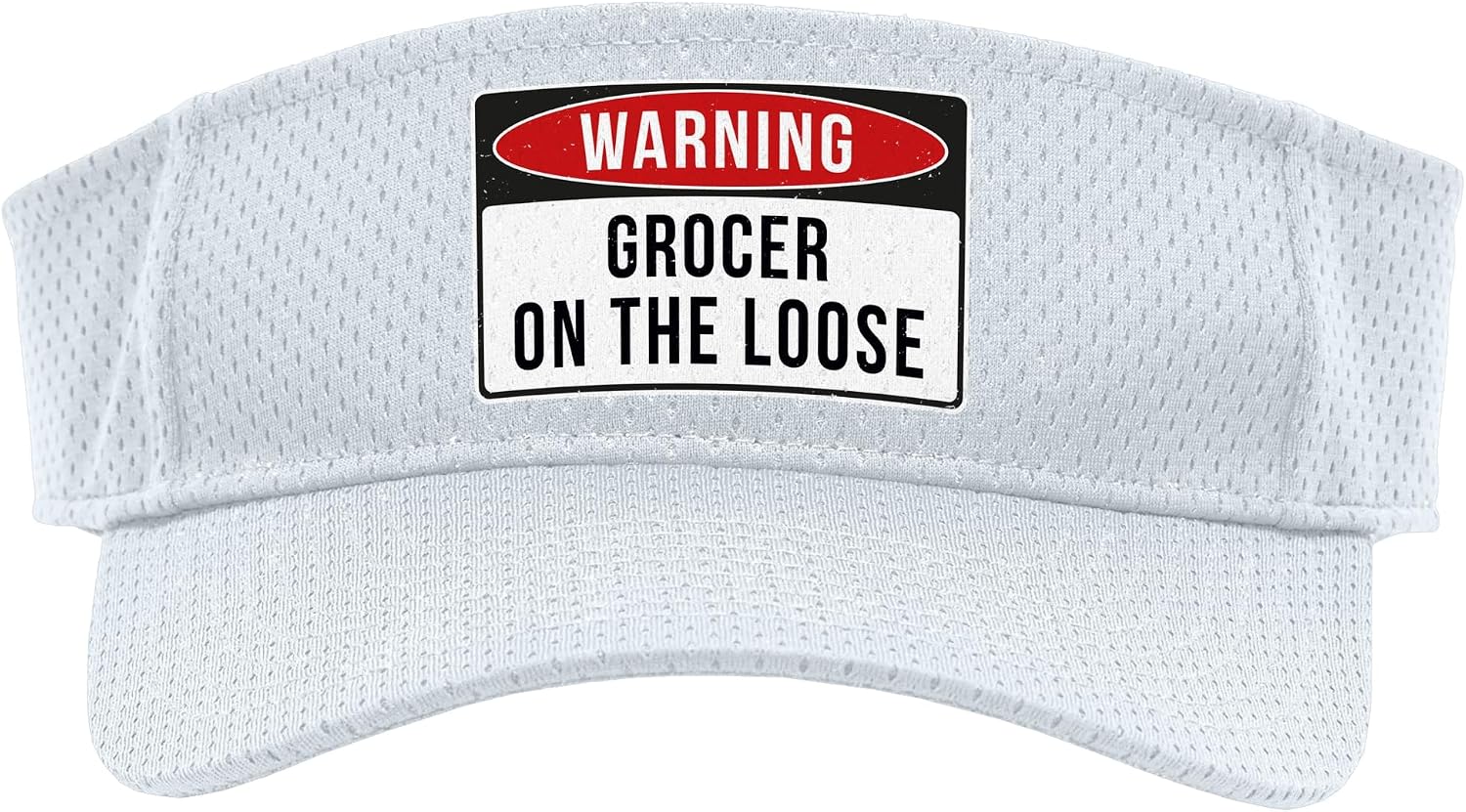 Warning Sign - Grocer On The Loose Funny Job Quote Sport Sun Visor