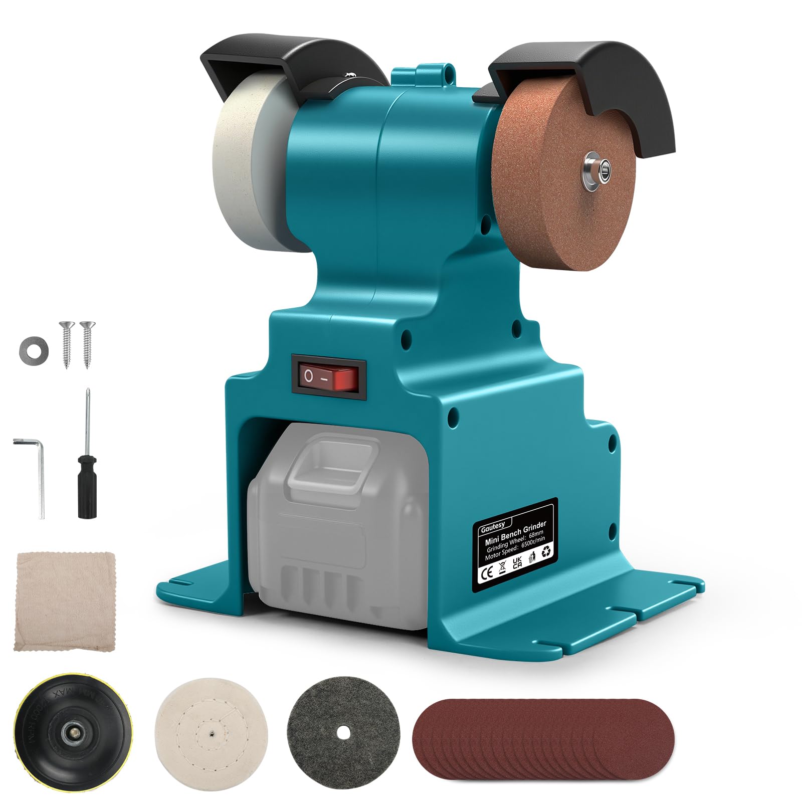 Mini Belt Sander for Makita 18V, 300W 2-in-1 Electric Belt Sander, DIY Polishing Machine with Stable Base, Sanding Disc and Polishing Disc for Grinding Metal Removing Rust Burring (No Battery)