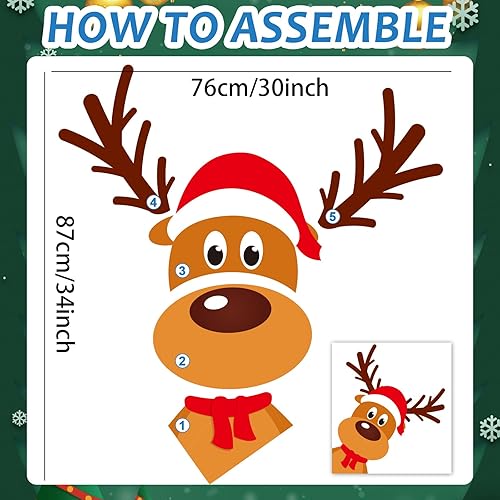 Miniatura 3 de Juego de tablón de anuncios de Navidad grande para decoración de aula, copos de nieve de alce, recortes de papel Oh Deer Winter is Here, suministros