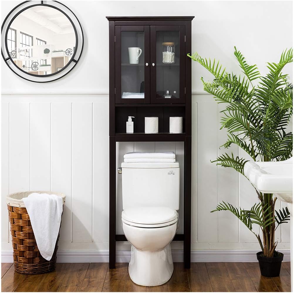 glitzhome Wooden Bathroom Free Standing Storage