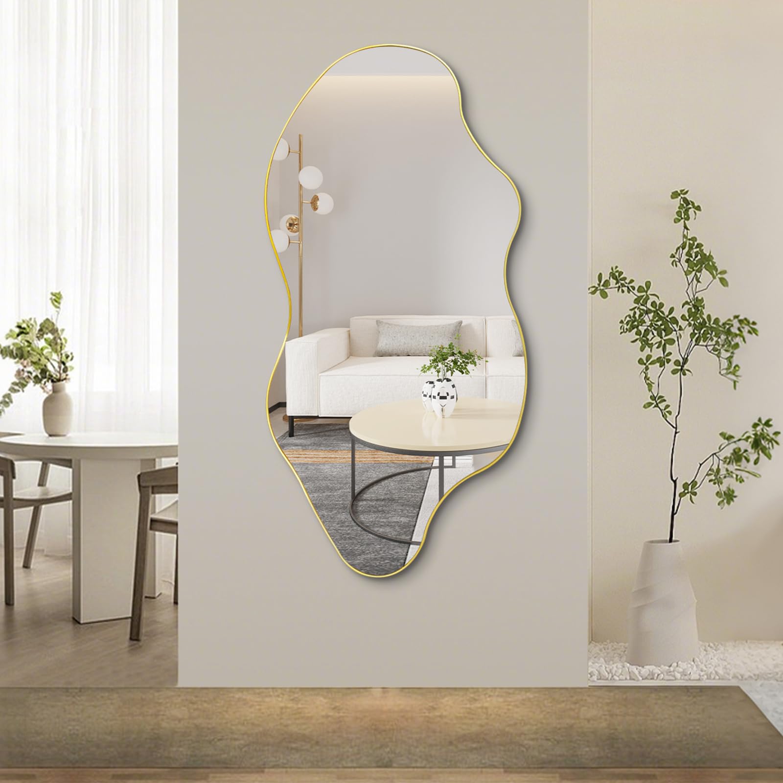 Photo 1 of DAOYIJIAJU Gold Irregular Wall Mirror, 52"x25.5"