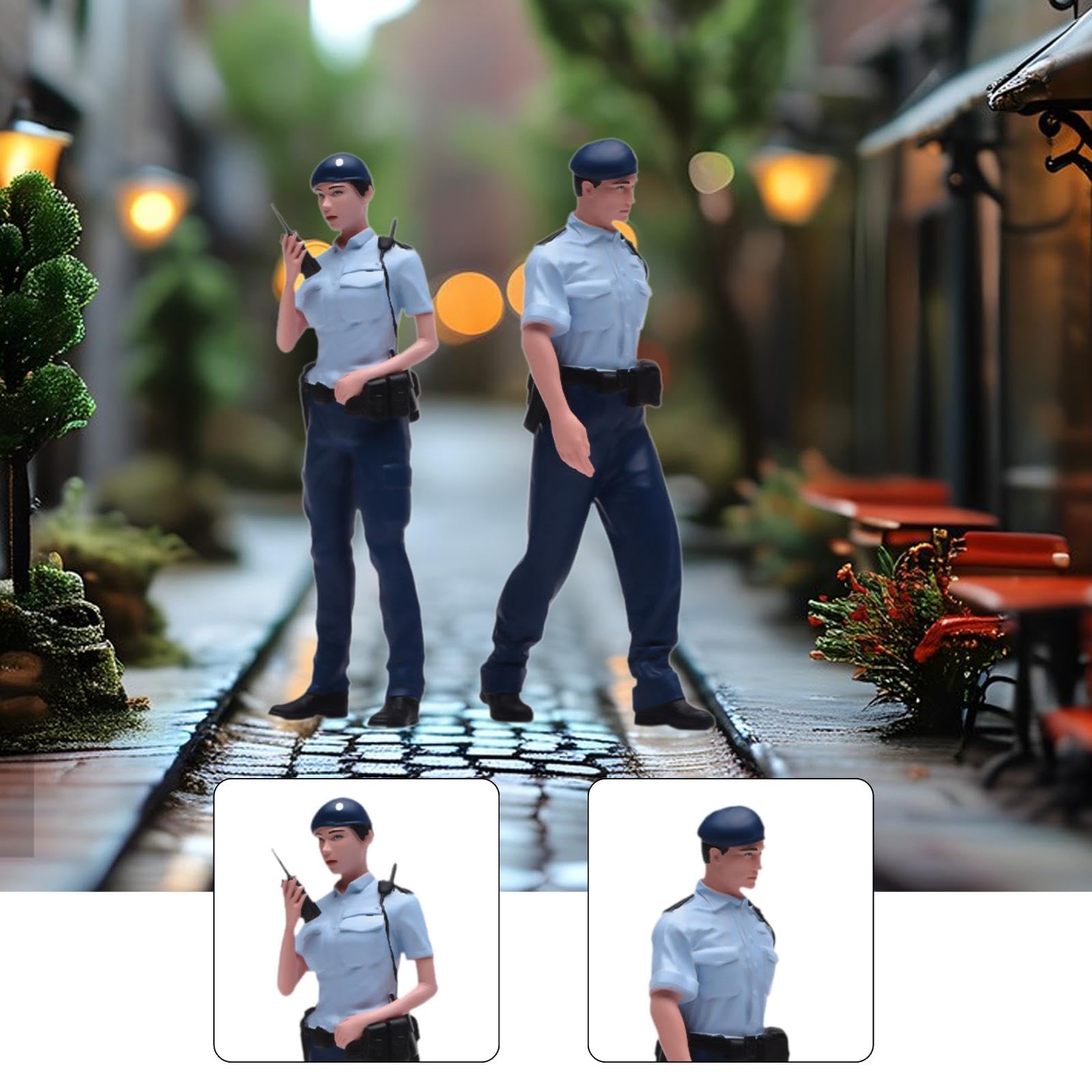 2 Pezzi di Figure in 1/24, Miniatura, Polizia di Hong, Diorama di Sabbia, Decorazioni per Collezioni, Piccole Figure Umane