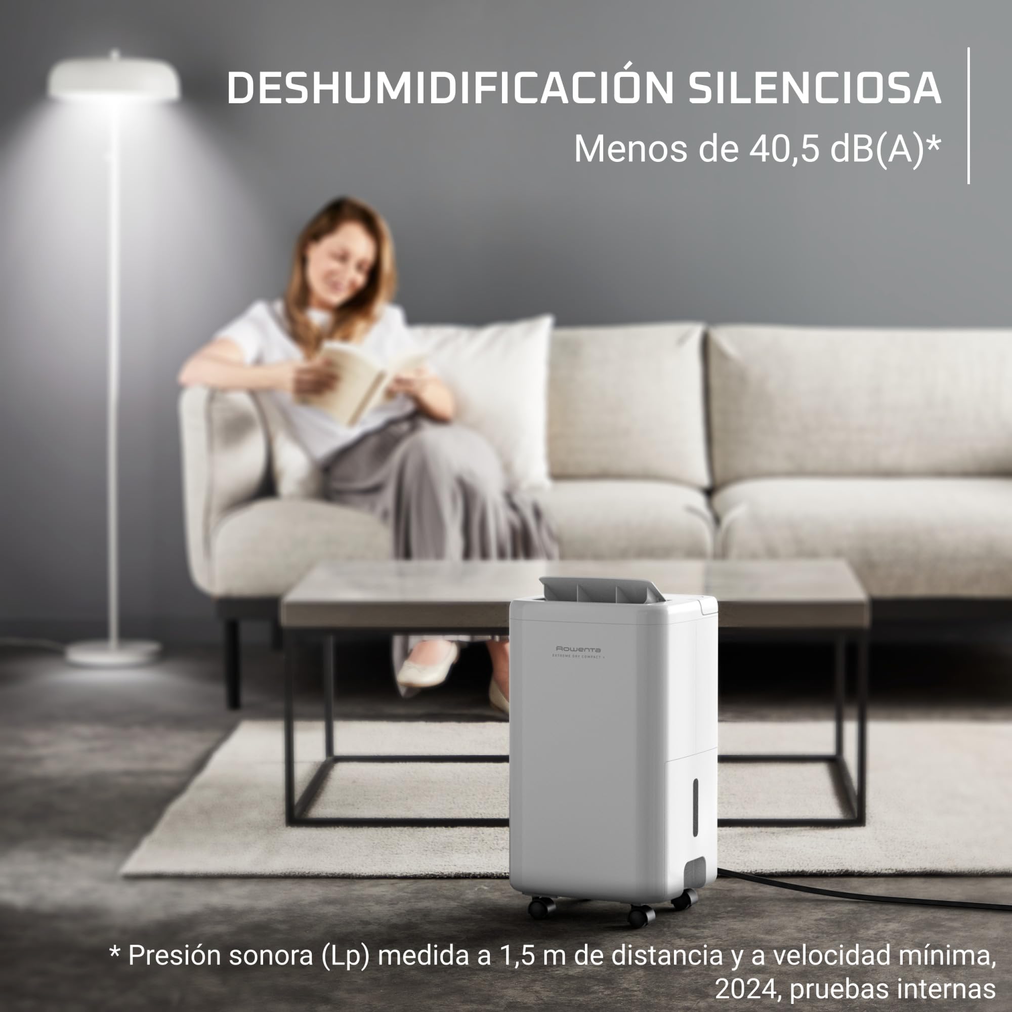 Rowenta Extreme Dry Compact, deshumidificador, secado de ropa DH5260 | Deshumidificador 16L/día para Habitaciones hasta 40m², Secado Ropa 30% Más Rápido, Silencioso, Color: Blanco
