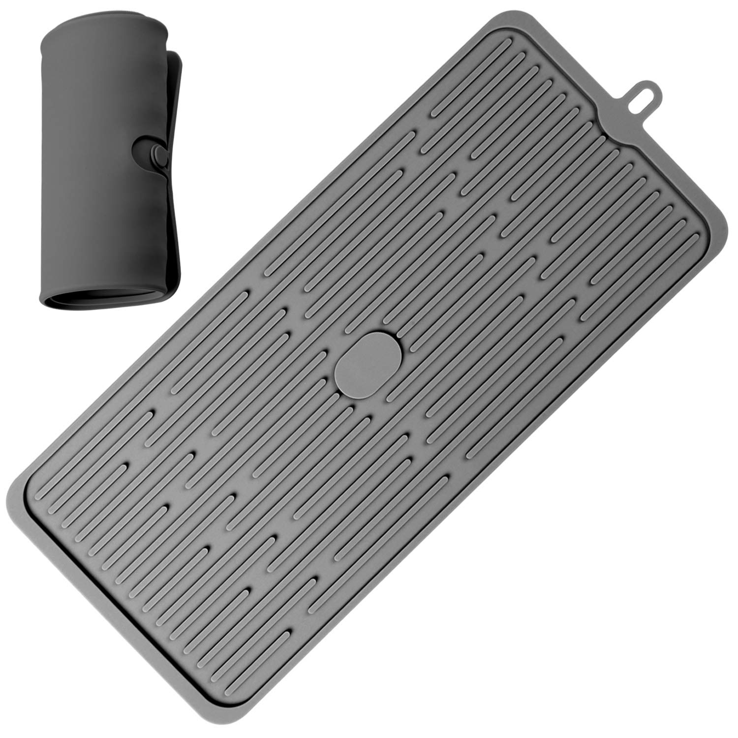 Silikon-Abtropfmatte, 45,7 x 20,3 cm, hitzebeständige Untersetzer für Küchentheke, Abtropfmatte, Spülbeckenmatte, heiße Pads für mehrere Anwendungen (dunkelgrau)