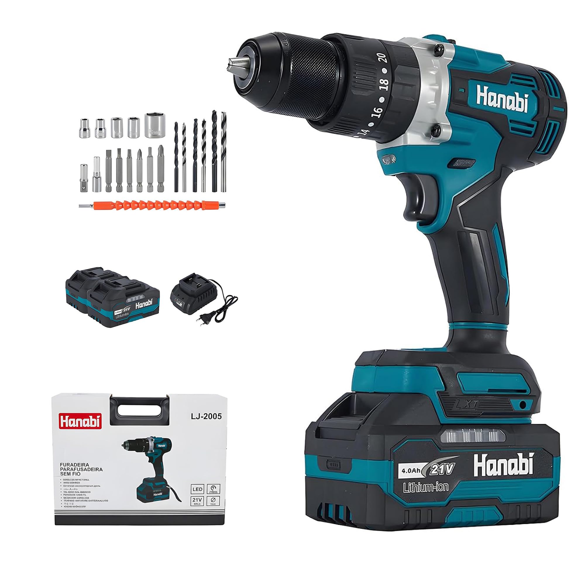 Hanabi Furadeira Parafusadeira Impacto Brushless Eletrica 2