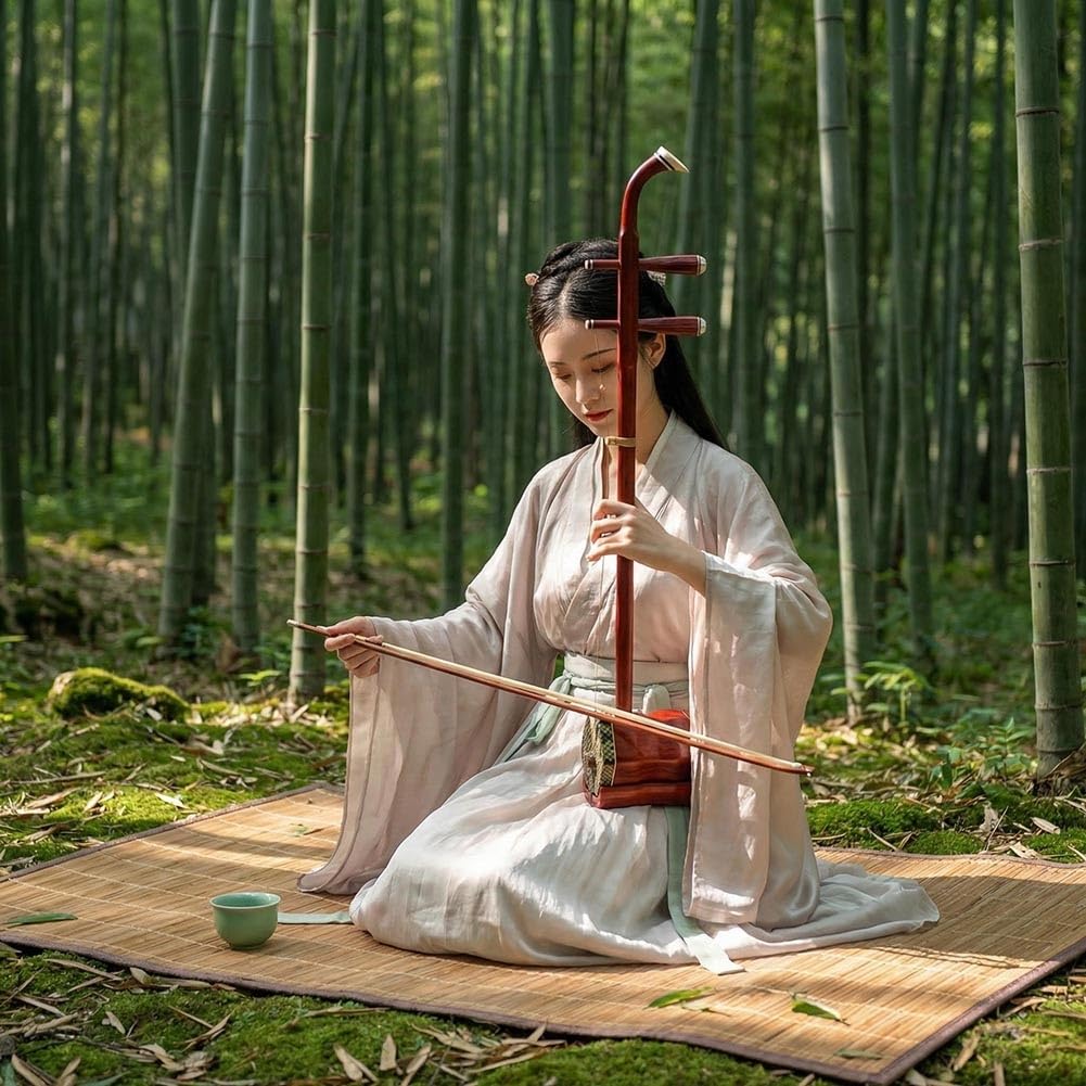 Erhu Cinese, Strumento Musicale Violino Cinese A Due Corde In Legno Di Palissandro Con Accessori Inclusi Ideale Per Principianti, Esibizioni E Esami Di Livello(Red-B)