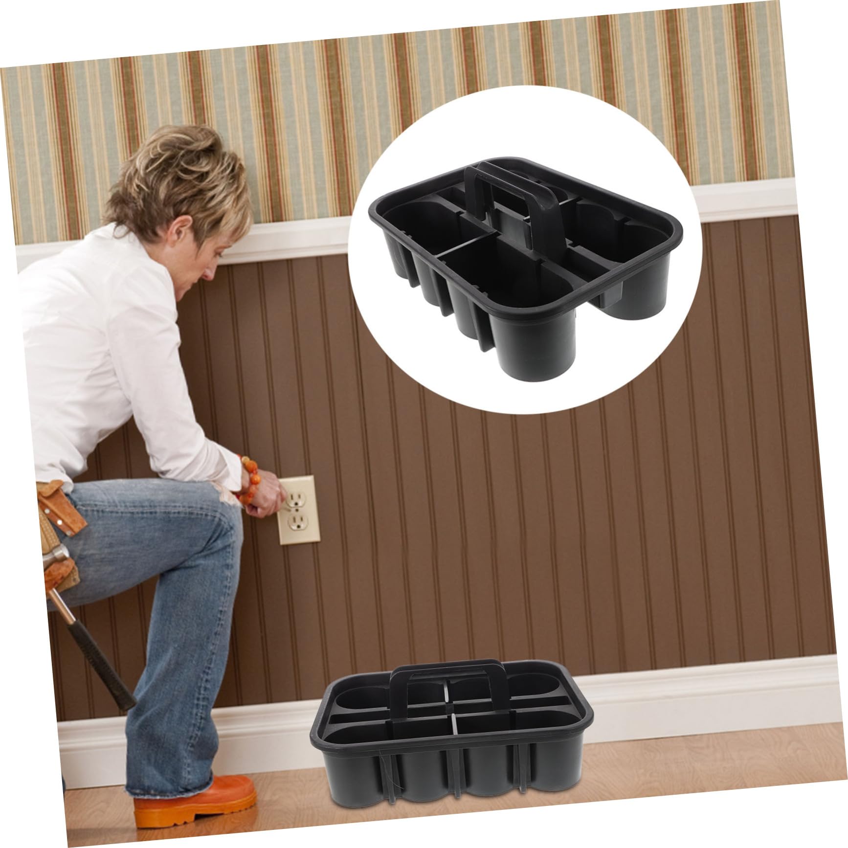 ULTECHNOVO Caja De Almacenamiento De De Limpieza Portátil Con Compartimentos y Cesta De Plástico Grueso Para Organización De De Limpieza y Cuidado Del Automóvil