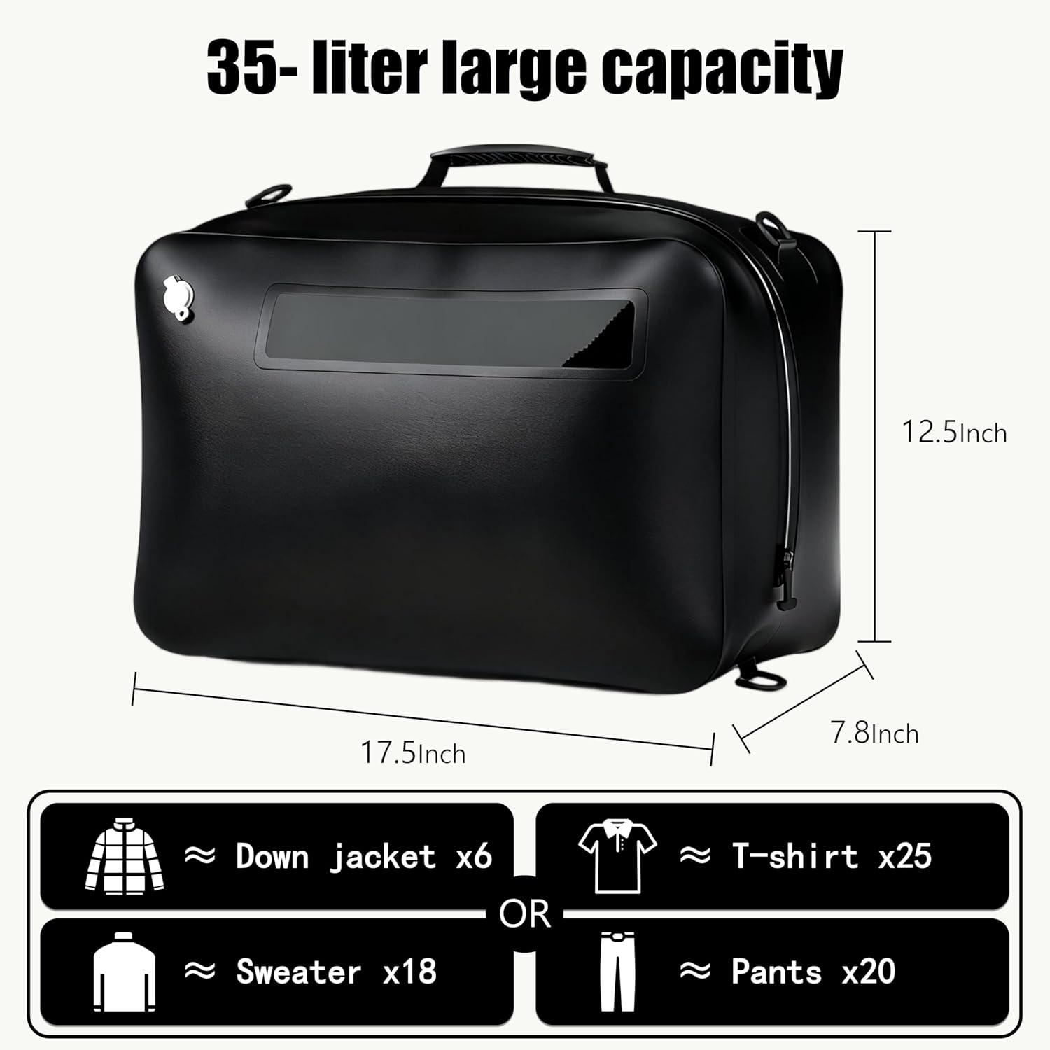 Vacuum Compression Travel Bag, Reusable Compression Bags for Carry On Suitcases and Backpack, Heavy Duty TPU film fabric 50-thread material, Black (1-Pack, No Pump) - Image 2