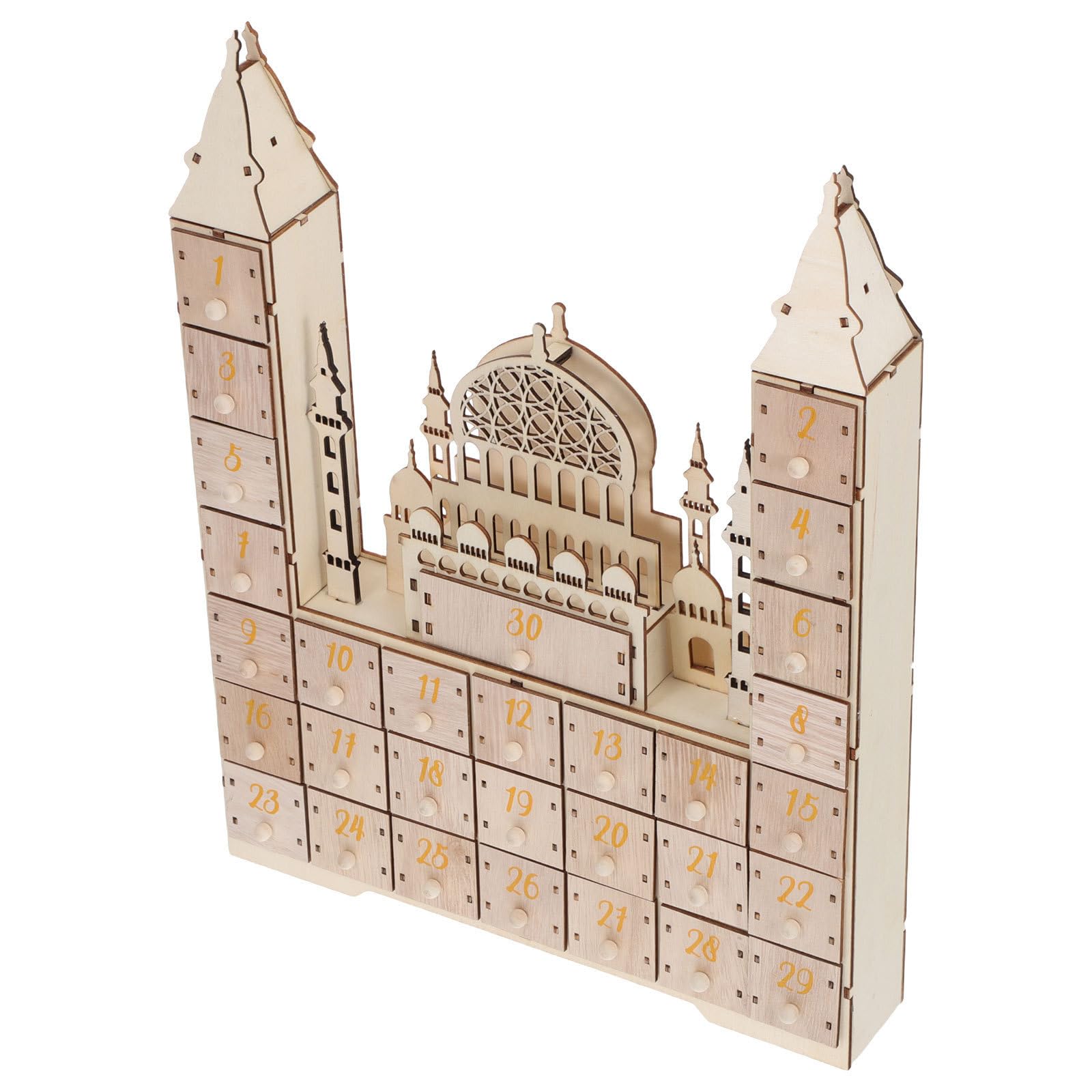 IMIKEYA Ramadan Adventskalender mit 30 tägigem Countdown und Schubladen Kompakt und Freistehend für Ramadan Feierdekoration Schreibtisch oder Regal