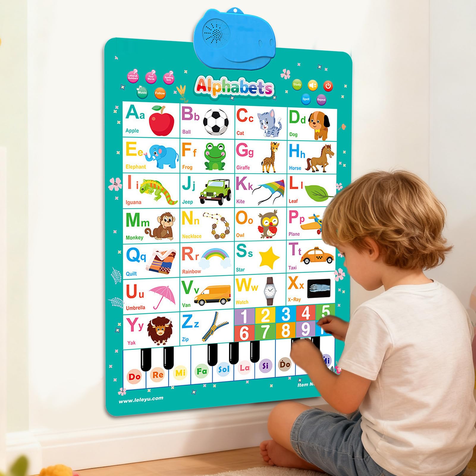 Elektronisches Alphabet-Wandtafel, interaktives Lieder, Klavierspiel, Zahlen, Tier, Wortschatz, Kinder, Lernposter, für Kinder im Alter von 1–6 Jahren, , Mädchen, Kindergarten, Schule