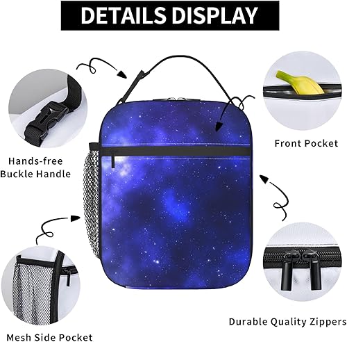 Miniatura 7 de Lonchera abstracta de mármol para niños, bolsa aislada con remolinos blancos y rosados para estudiantes, moderna, estética, reutilizable,