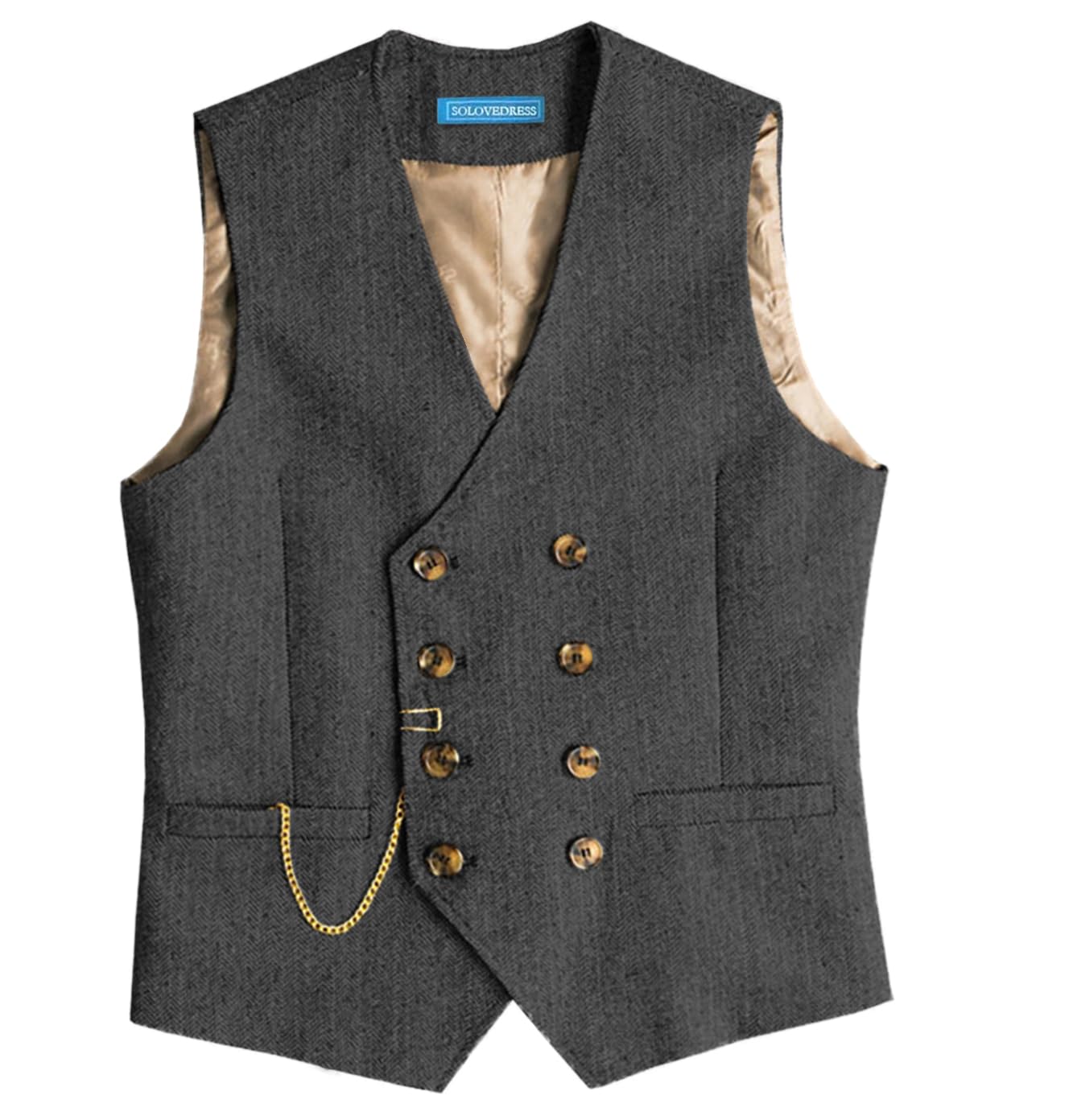 Solovedress Mens Vintage Wolle Anzugweste Regular Fit Weste Anzug Weste für Hochzeit Groomsmen
