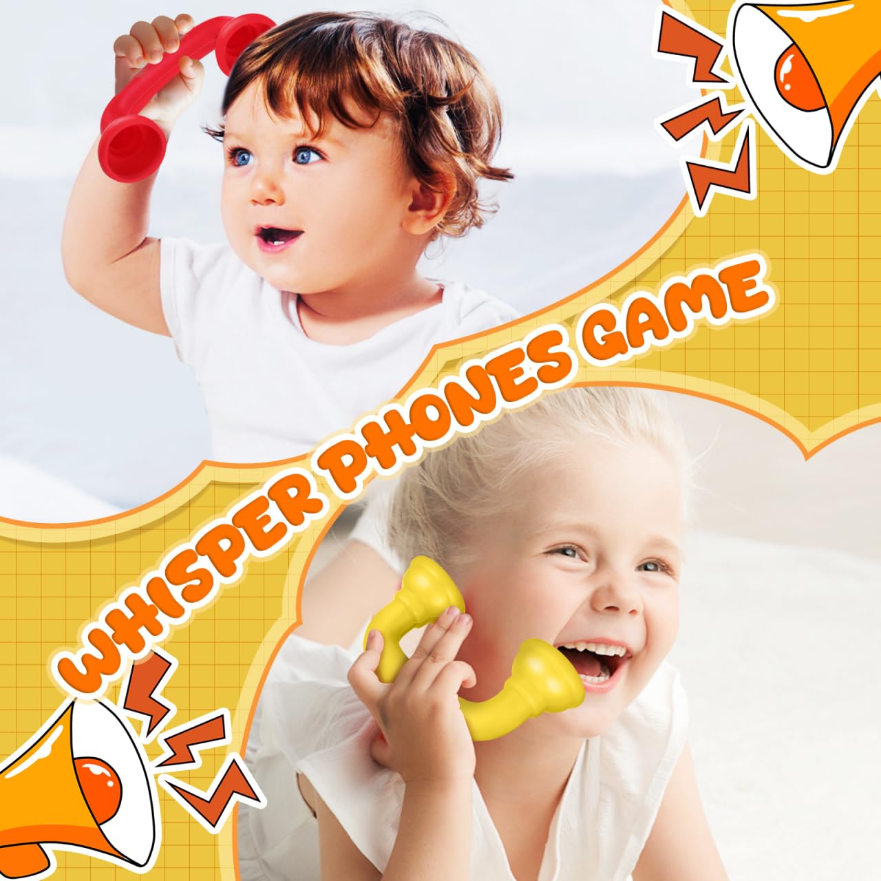 Angoily Combiné de téléphone pour enfants Jouet Téléphone chuchoteur pour orthophonie et de la prononciation Plastique silencieux de lecture pour les tout-petits
