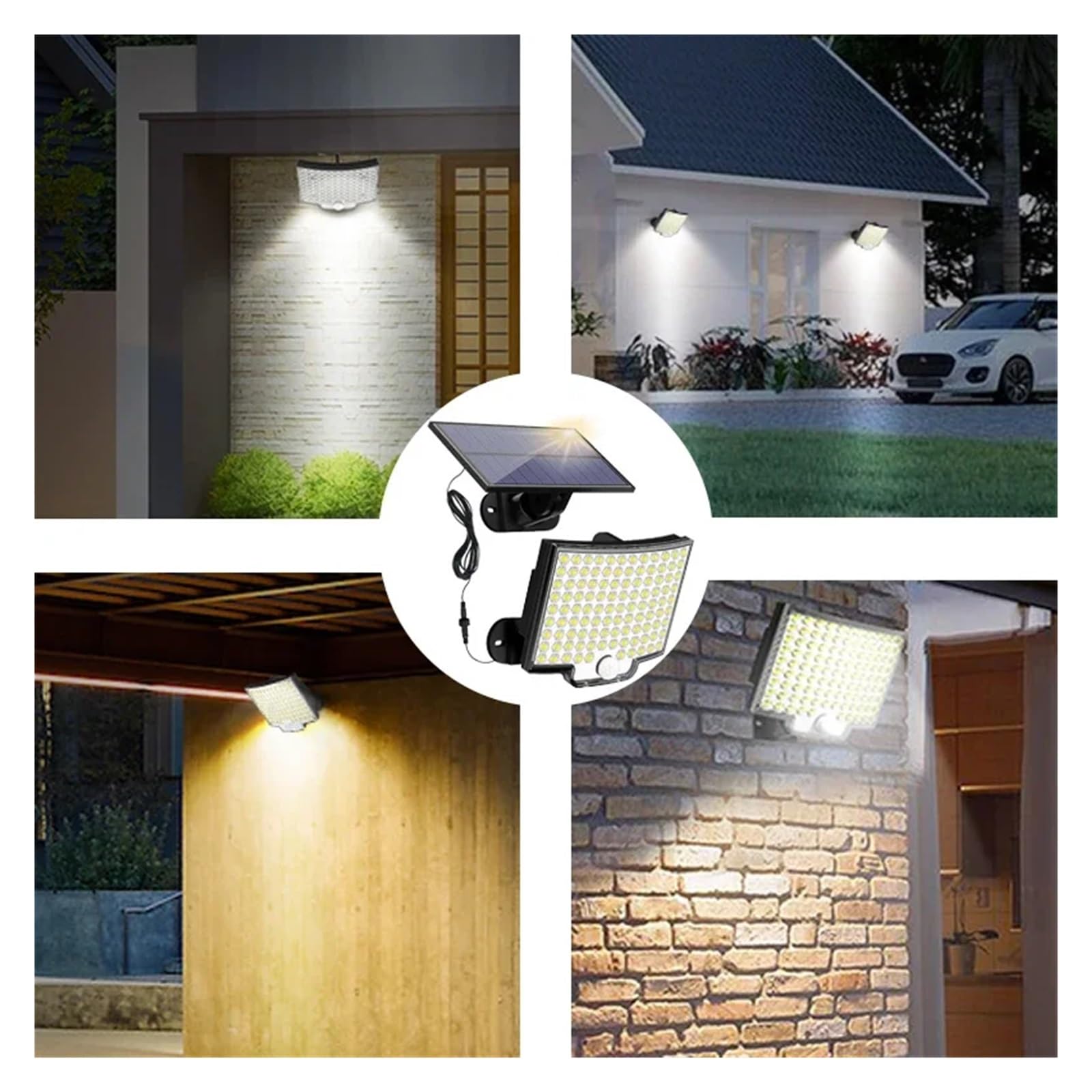 Zewnętrzne Naświetlacze, LED Solar Motion Light Zewnętrzny oddzielny panel Solarne światła powodziowe 4 tryby pracy dla wodoodpornych kinkietów w garażu ogrodowym