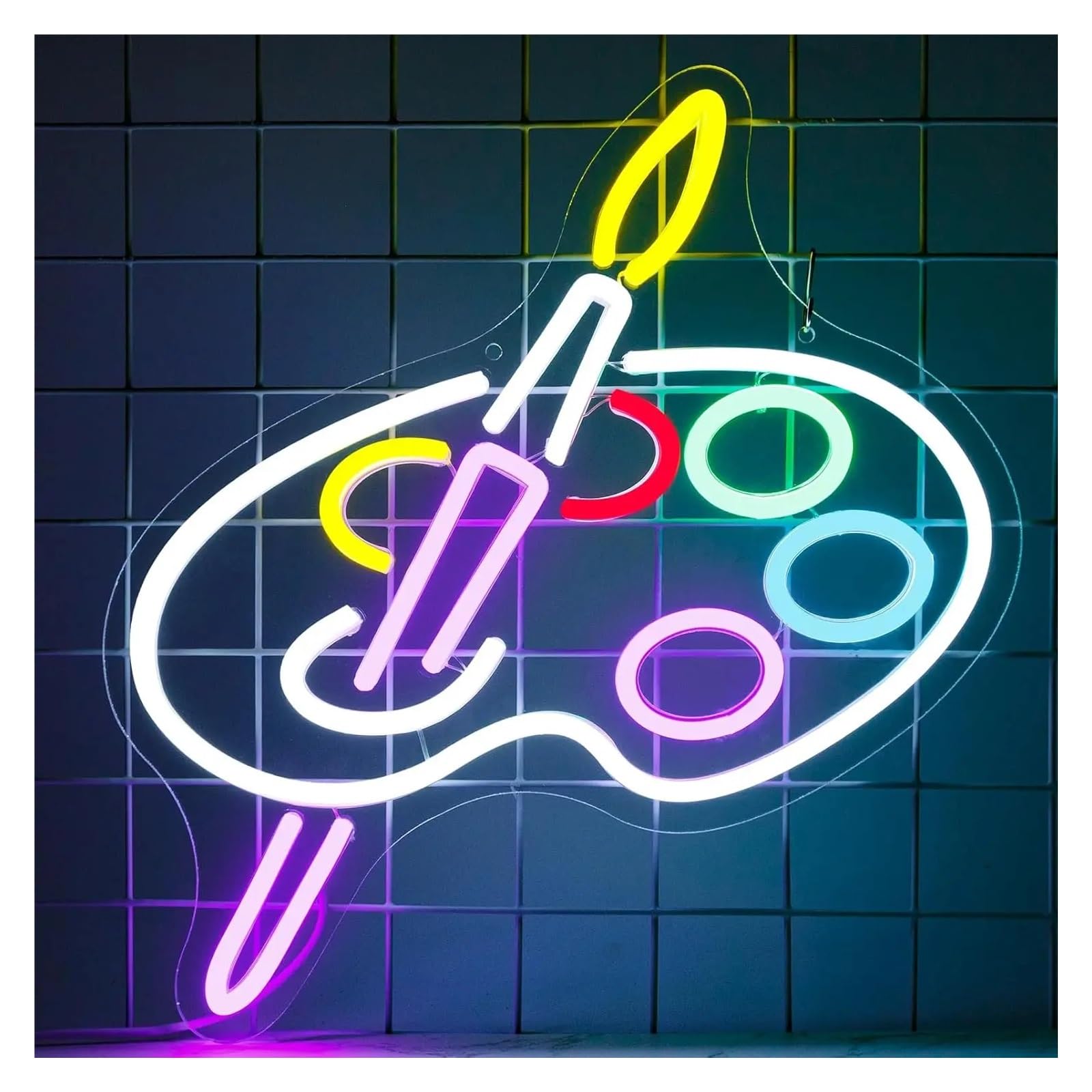 SHOUXI Sign Lamp Paint Palette Neon Signs USB Powered, Adjustable Brightness Palette Neon Lights Suitable for Bedroom Decor 30cmx38cm