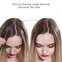 Vista 7 de SARLA Extensiones de cabello con alambre invisible con 3 clips, postizo sintético corto, ondulado, rizado, diadema ajustable transparente