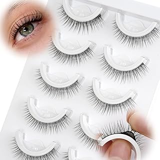 EMEDA - Pestañas autoadhesivas, sin pegamento, pestañas postizas sin pegamento de 0.394 pulgadas, pestañas cortas naturales prepegadas, no necesita pegamento, pestañas con aplicador (0.394 pulgadas